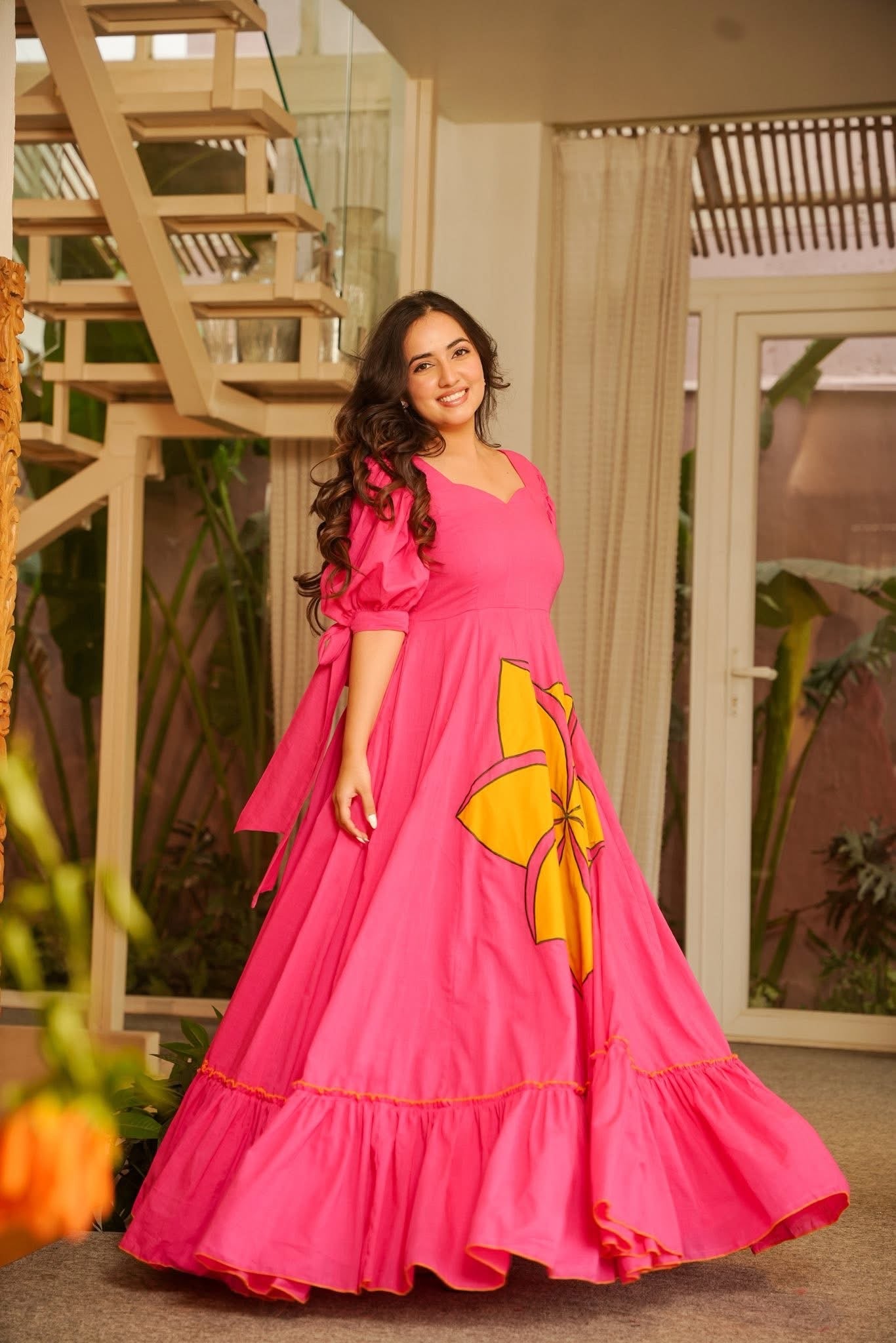 Khsira Pink Statement Maxi Dress