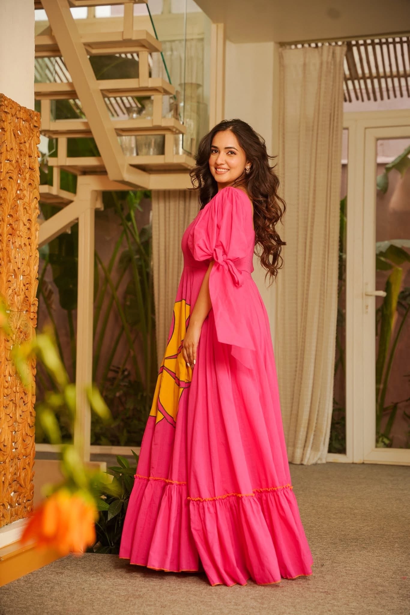 Khsira Pink Statement Maxi Dress