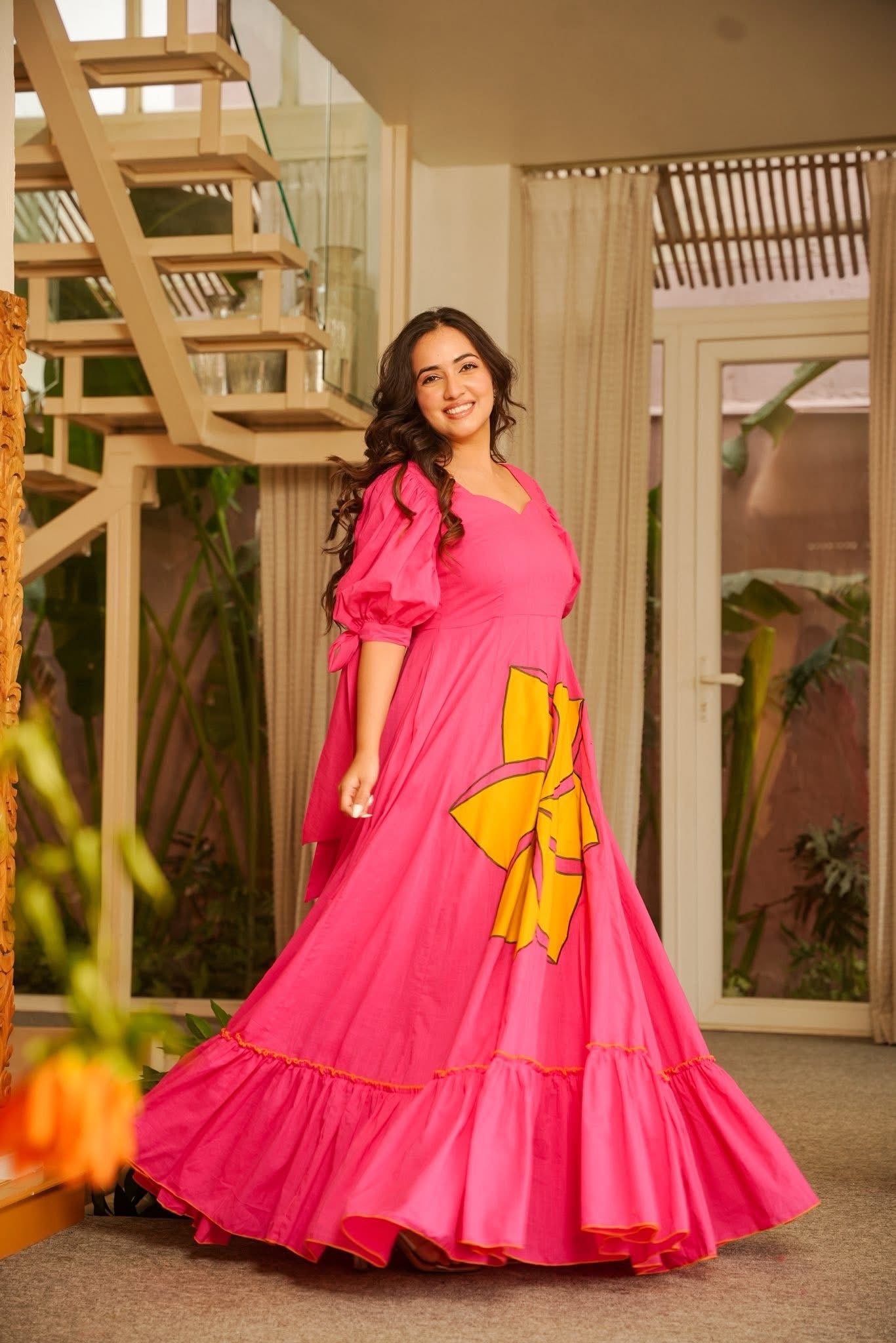 Khsira Pink Statement Maxi Dress