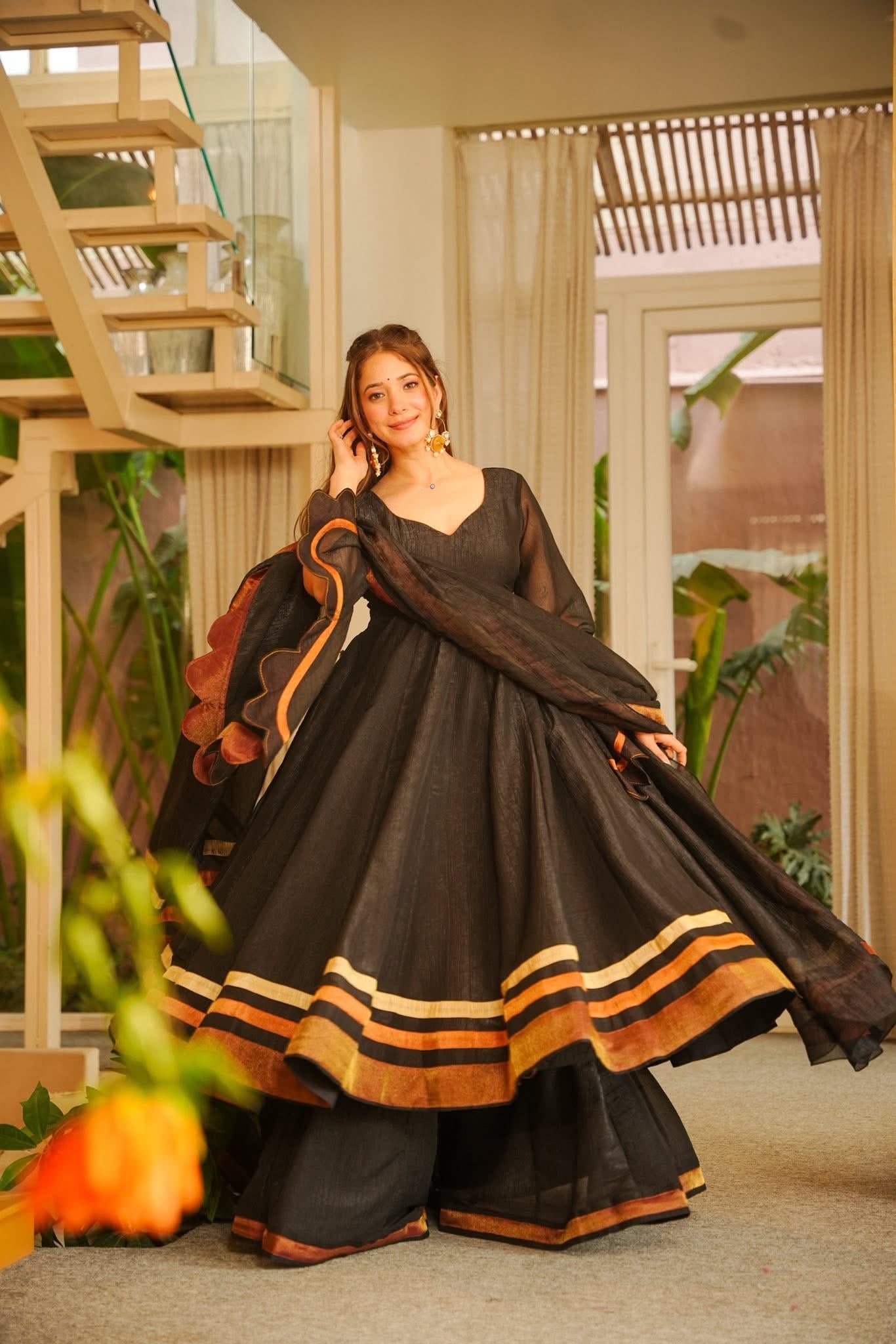 Nishaad Tissue Anarkali Suit Set