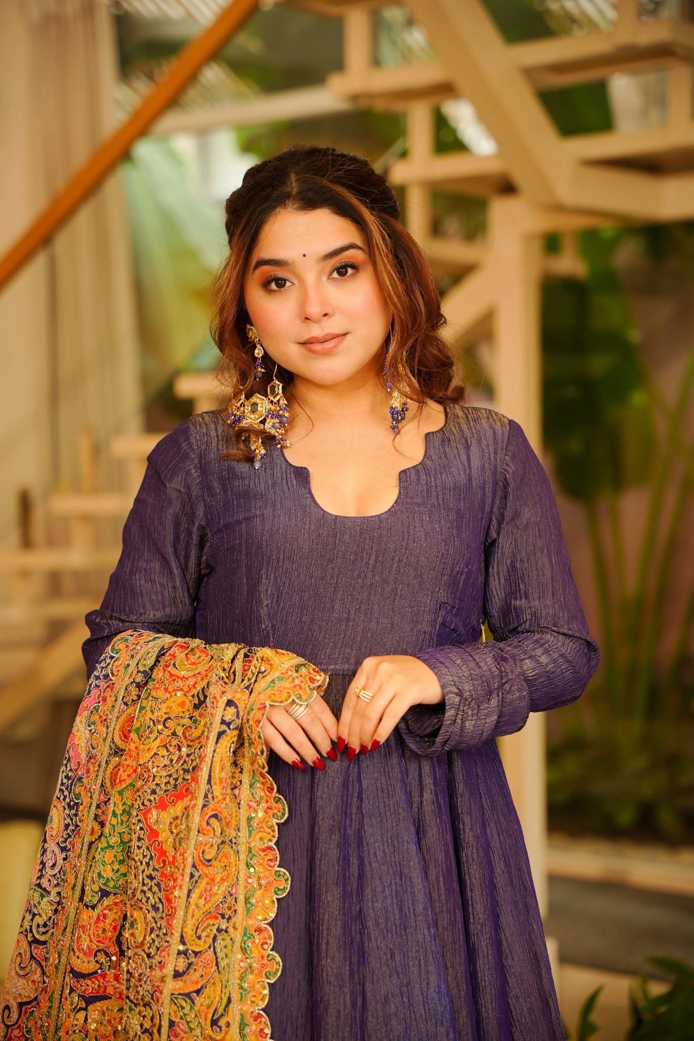 Sabeen Purple Wedding Wear Anarkali Suit Set