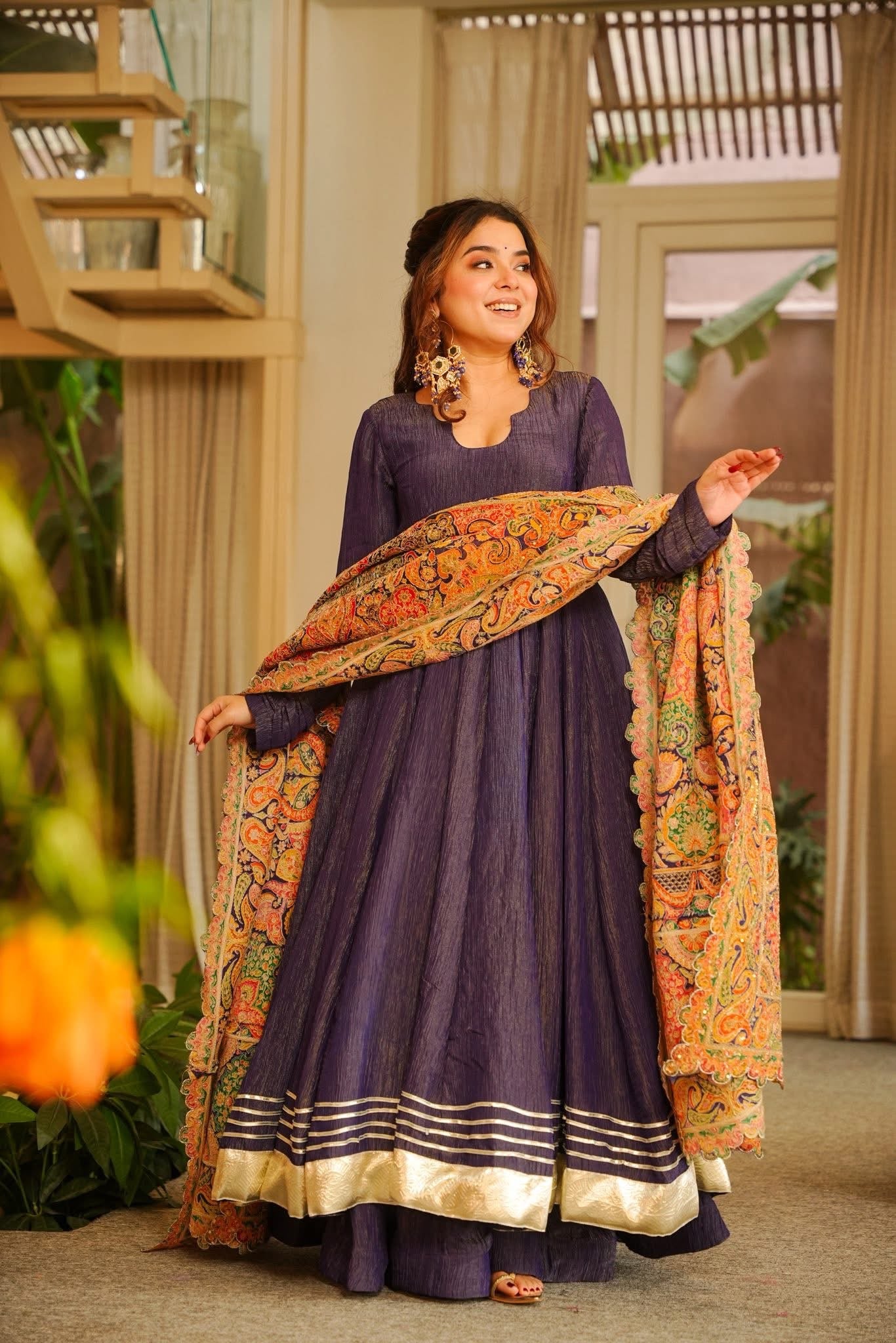 Sabeen Purple Wedding Wear Anarkali Suit Set