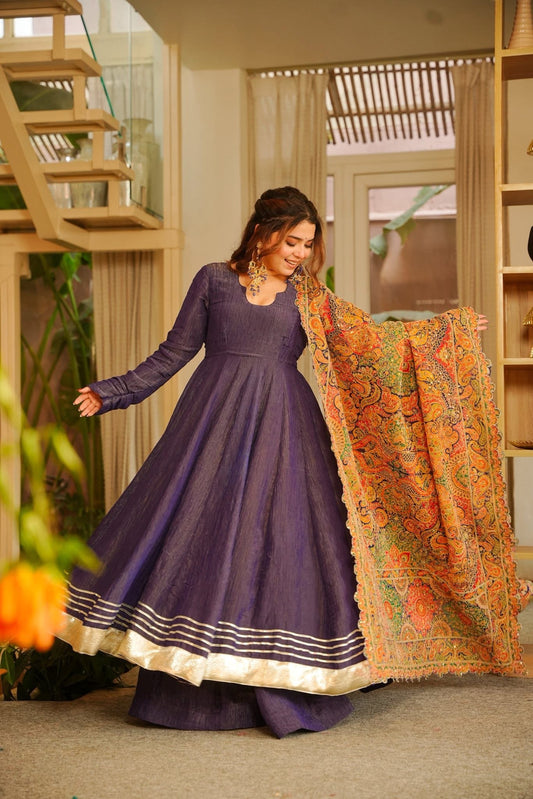 Sabeen Purple Wedding Wear Anarkali Suit Set