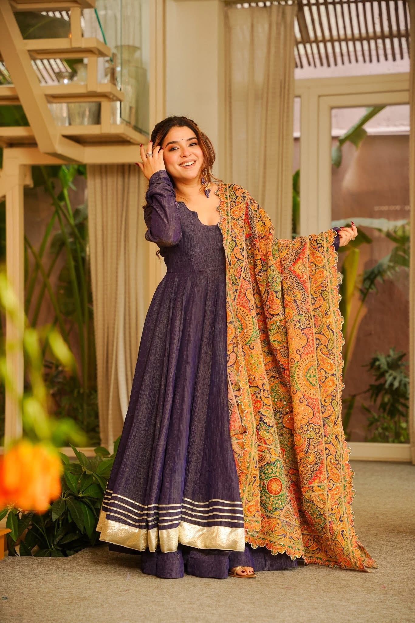 Sabeen Purple Wedding Wear Anarkali Suit Set