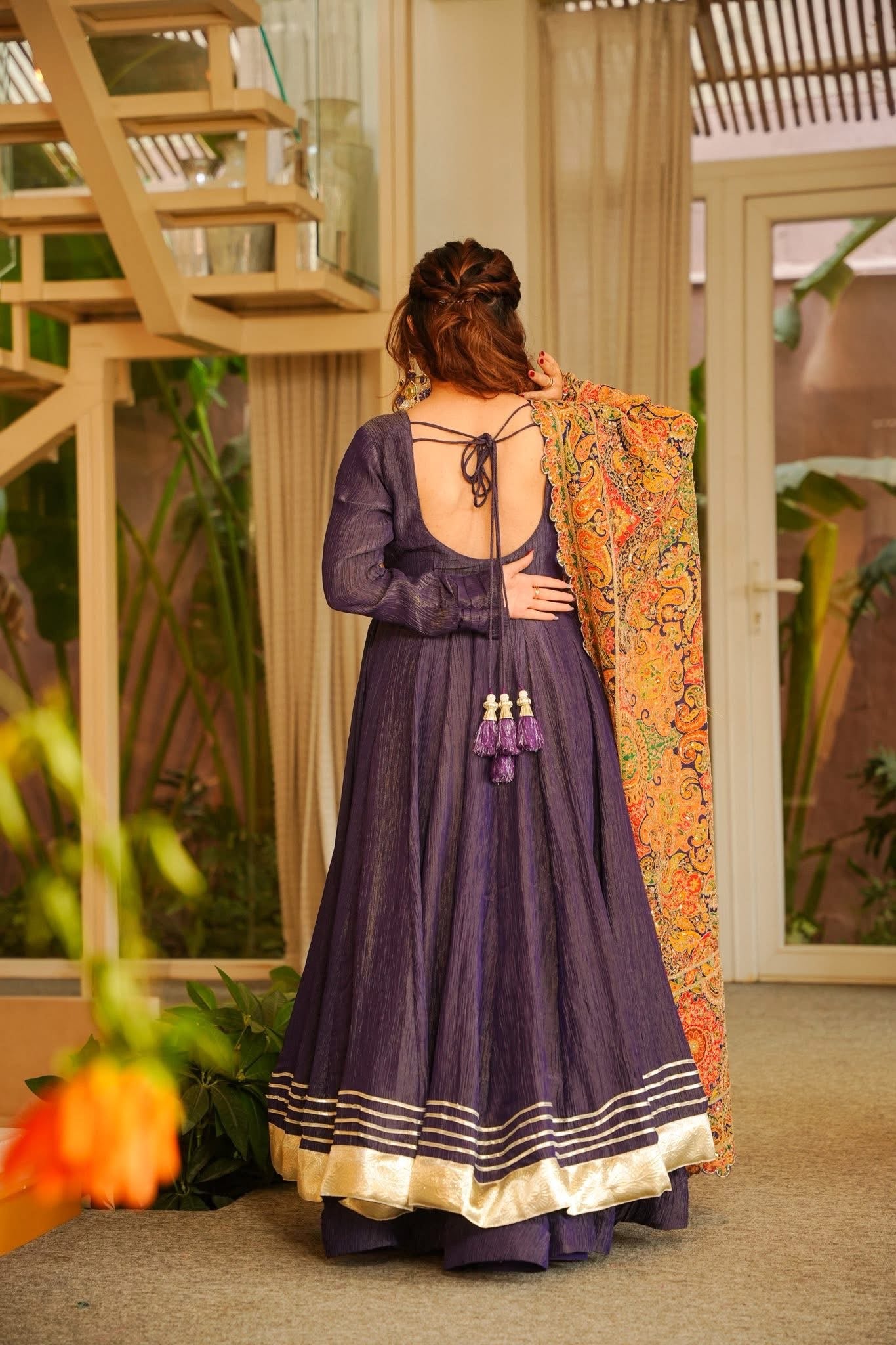 Sabeen Purple Wedding Wear Anarkali Suit Set