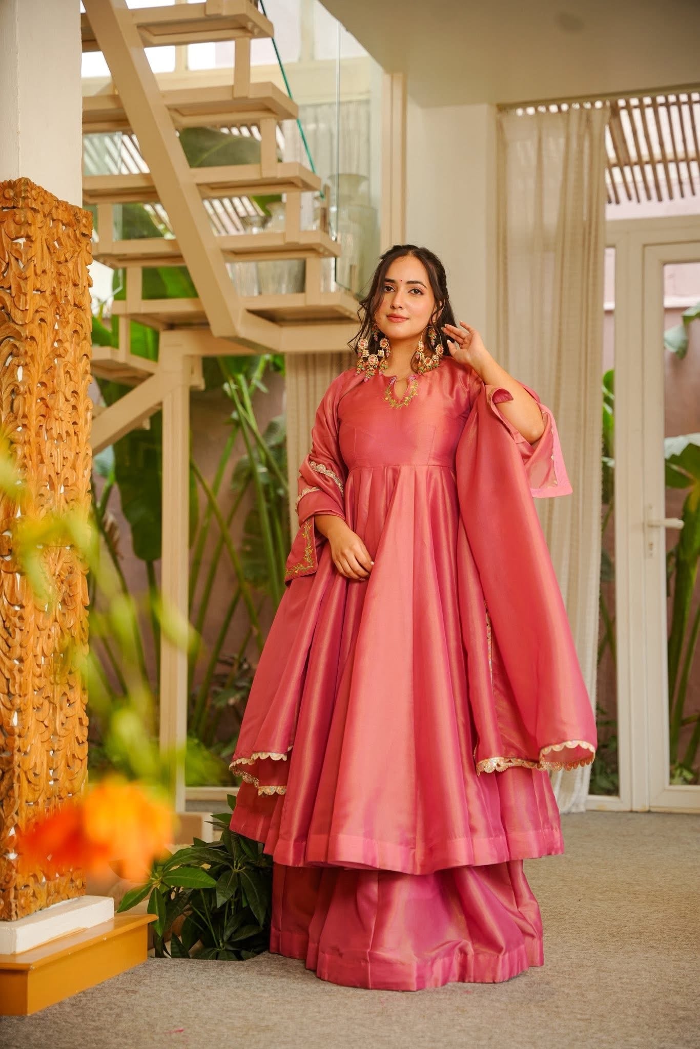 Aazmi Pink Cosmos Anarkali Suit Set