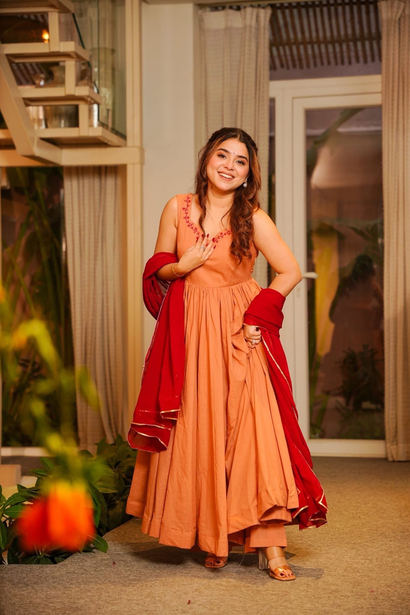 Charul Pink Anarkali Suit Set