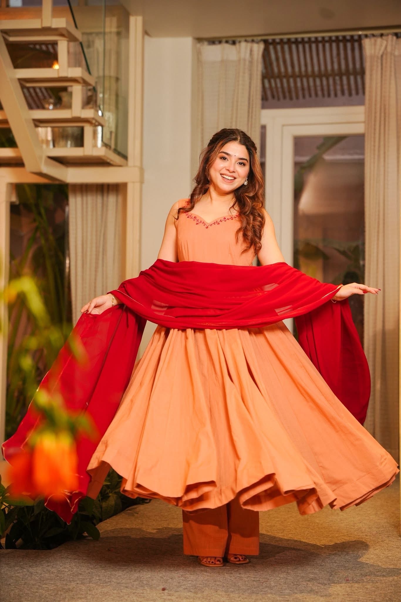 Charul Pink Anarkali Suit Set