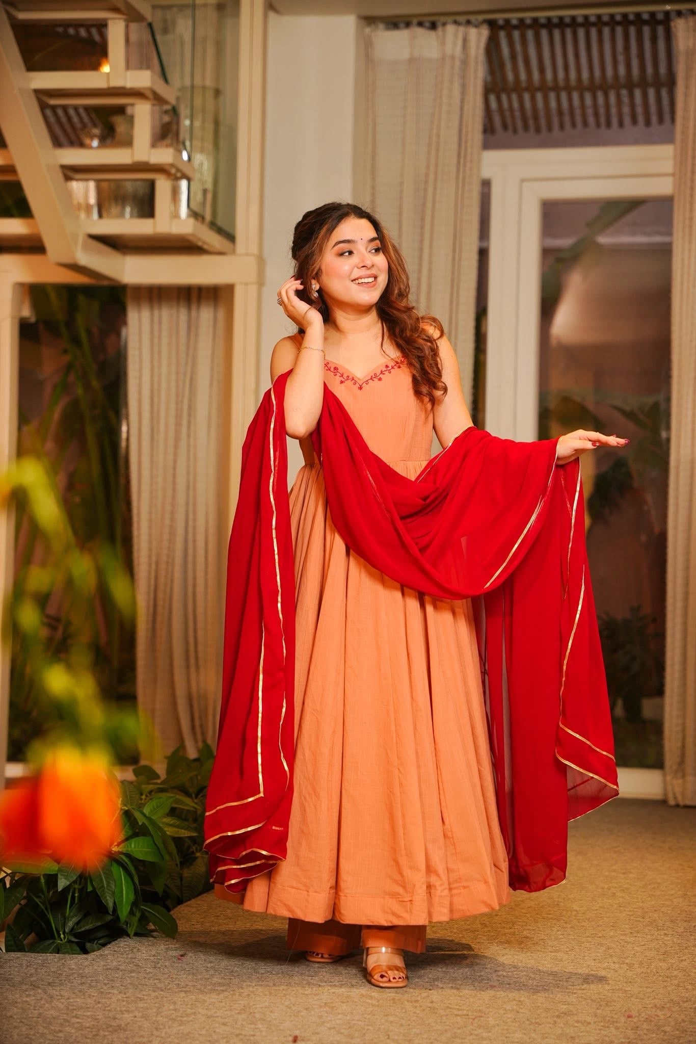 Charul Pink Anarkali Suit Set