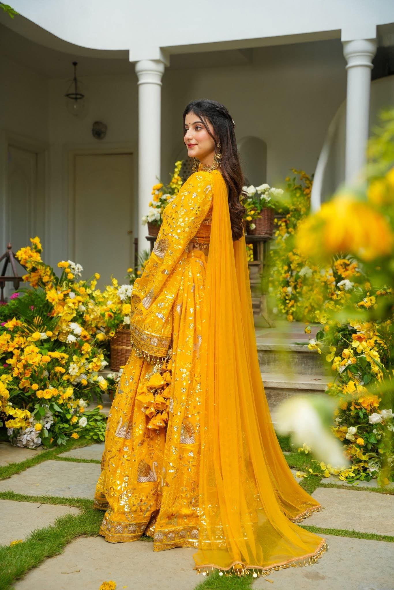 Nitara Marigold Heavy Embroidered Lehenga Set