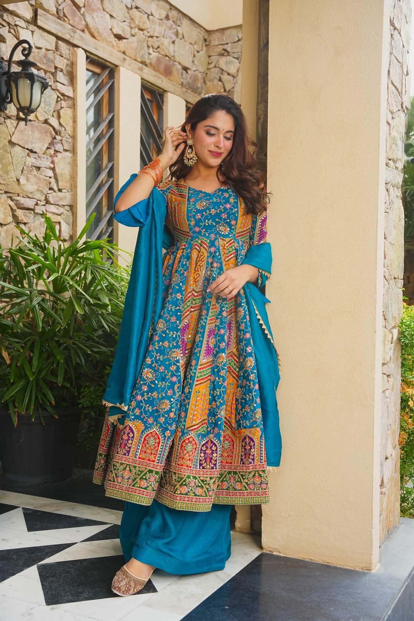 Daaira Blue Heavy Anarkali Suit Set