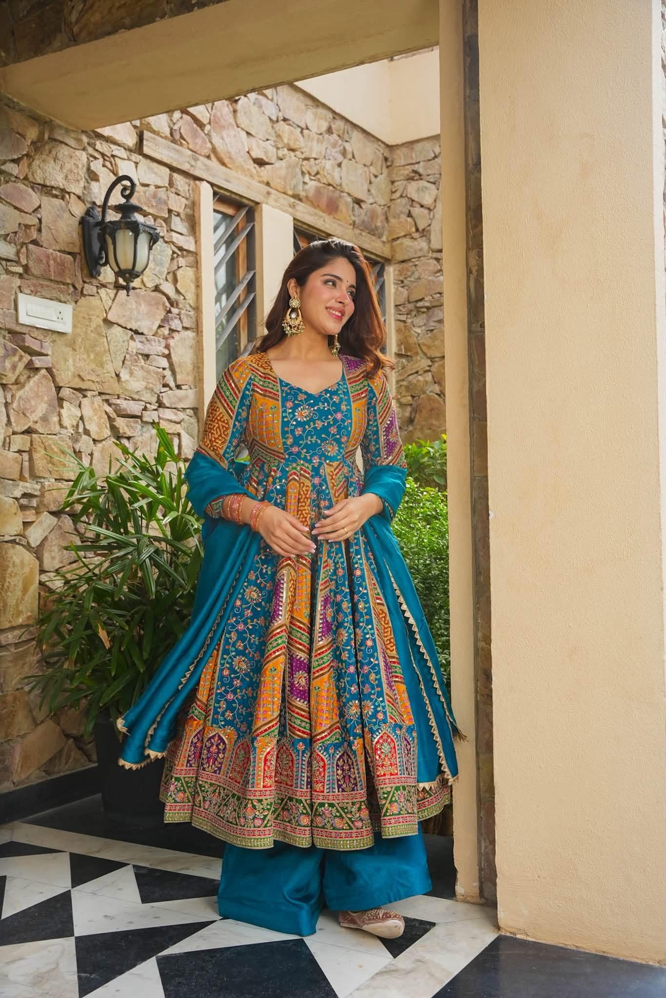 Daaira Blue Heavy Anarkali Suit Set