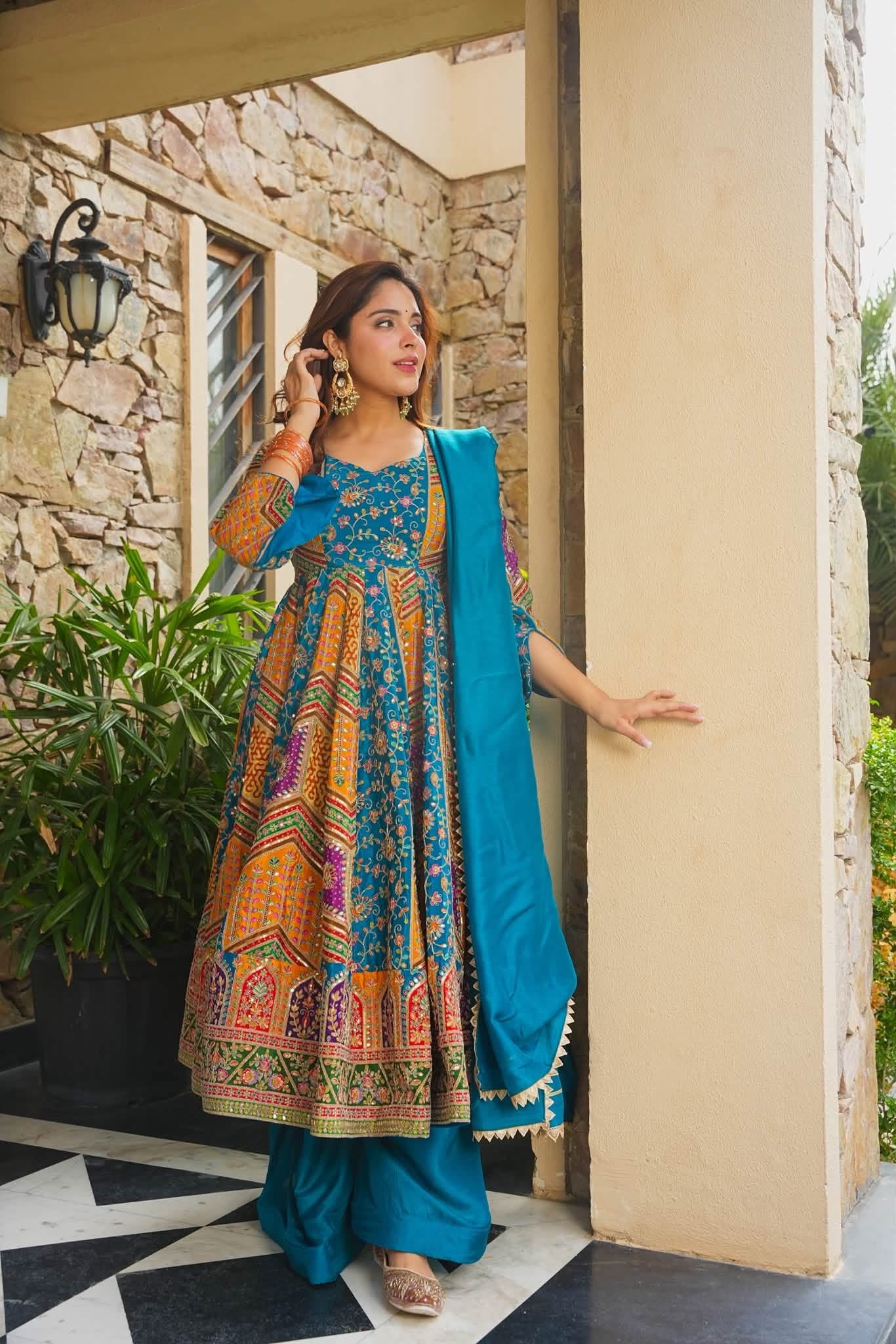 Daaira Blue Heavy Anarkali Suit Set