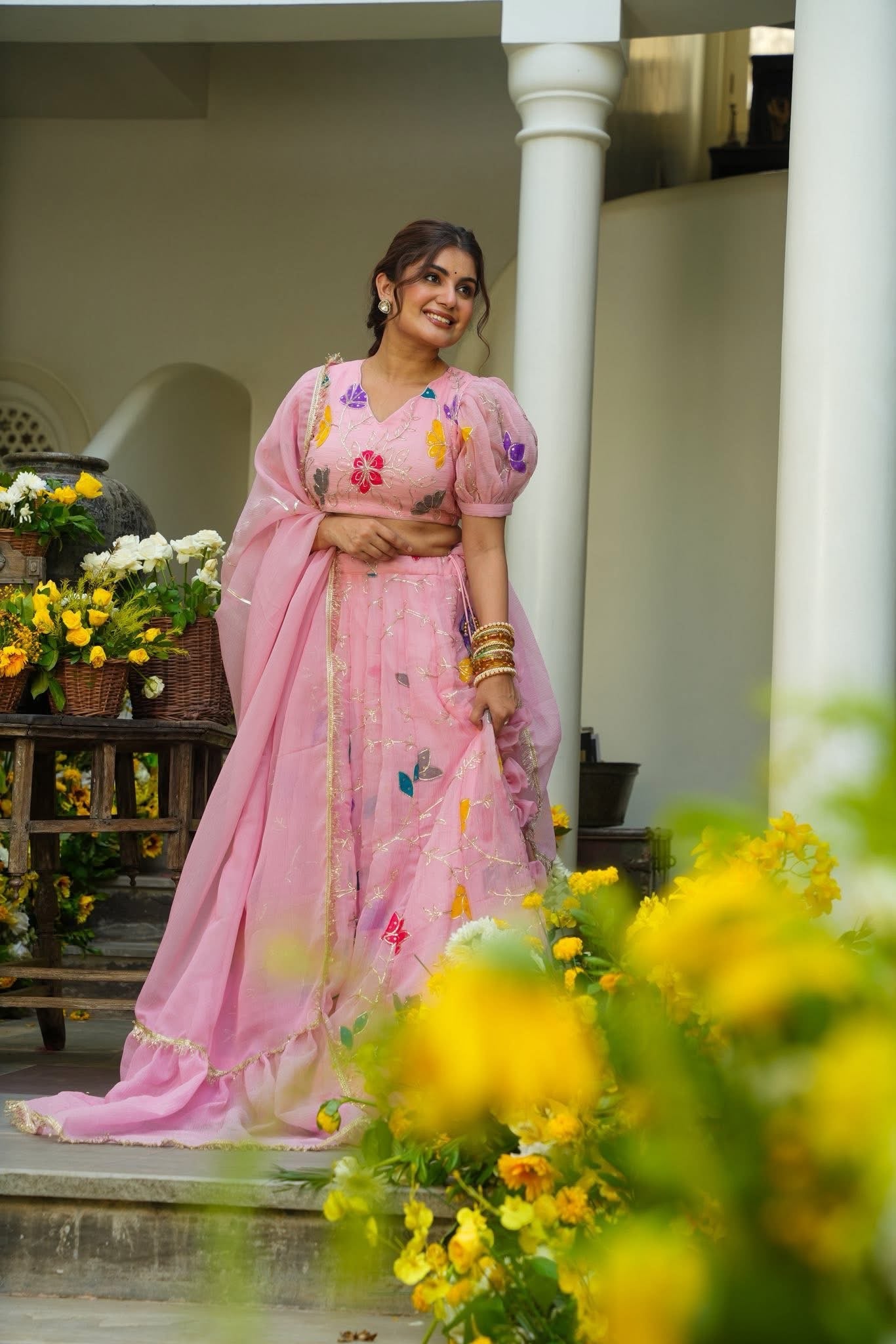 Hridya Pink Festive Wear Organza Lehenga Set