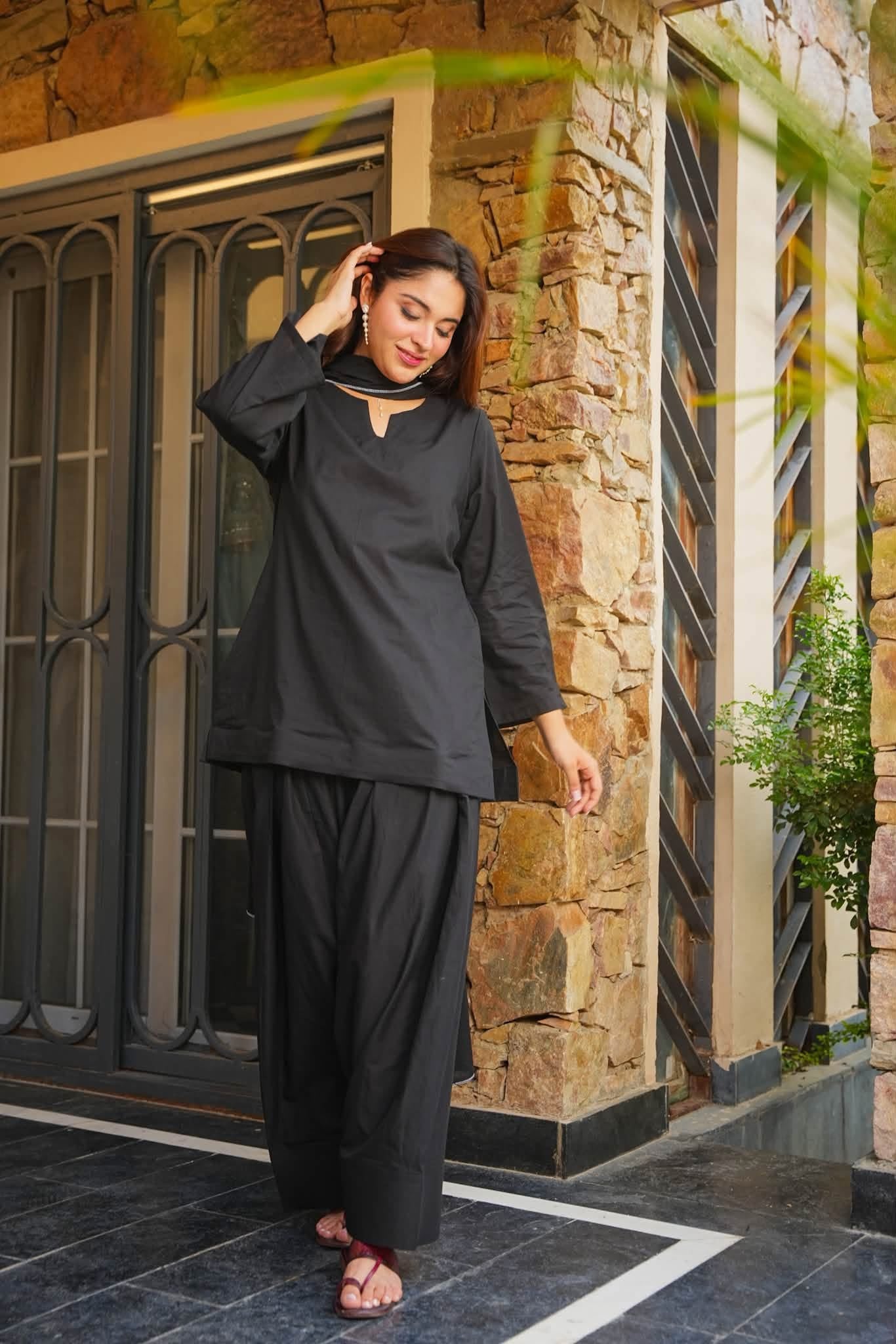 Raatrika Black Farshi Salwar Set
