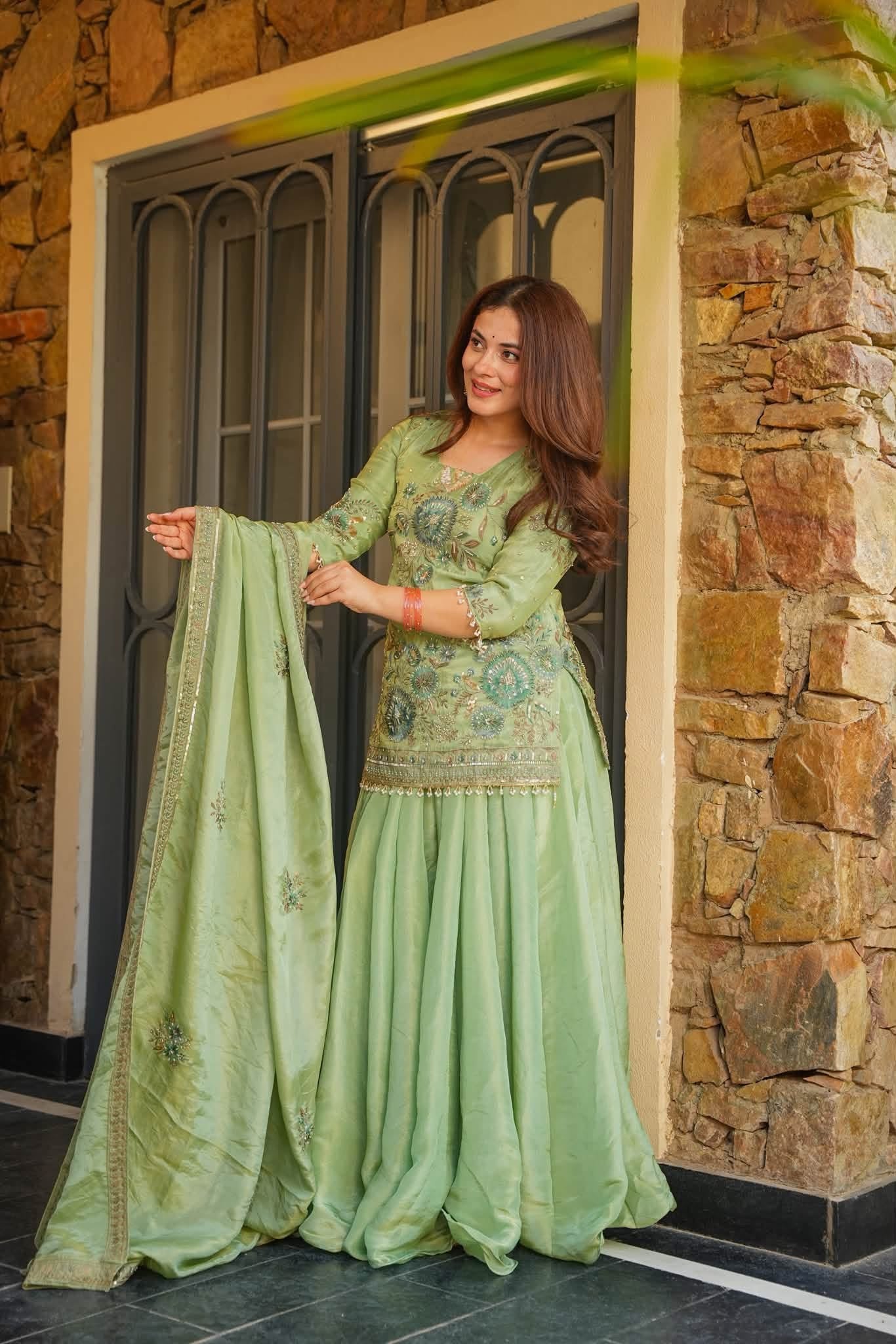 Fariha Green Heavy Embroidered Kurta Set