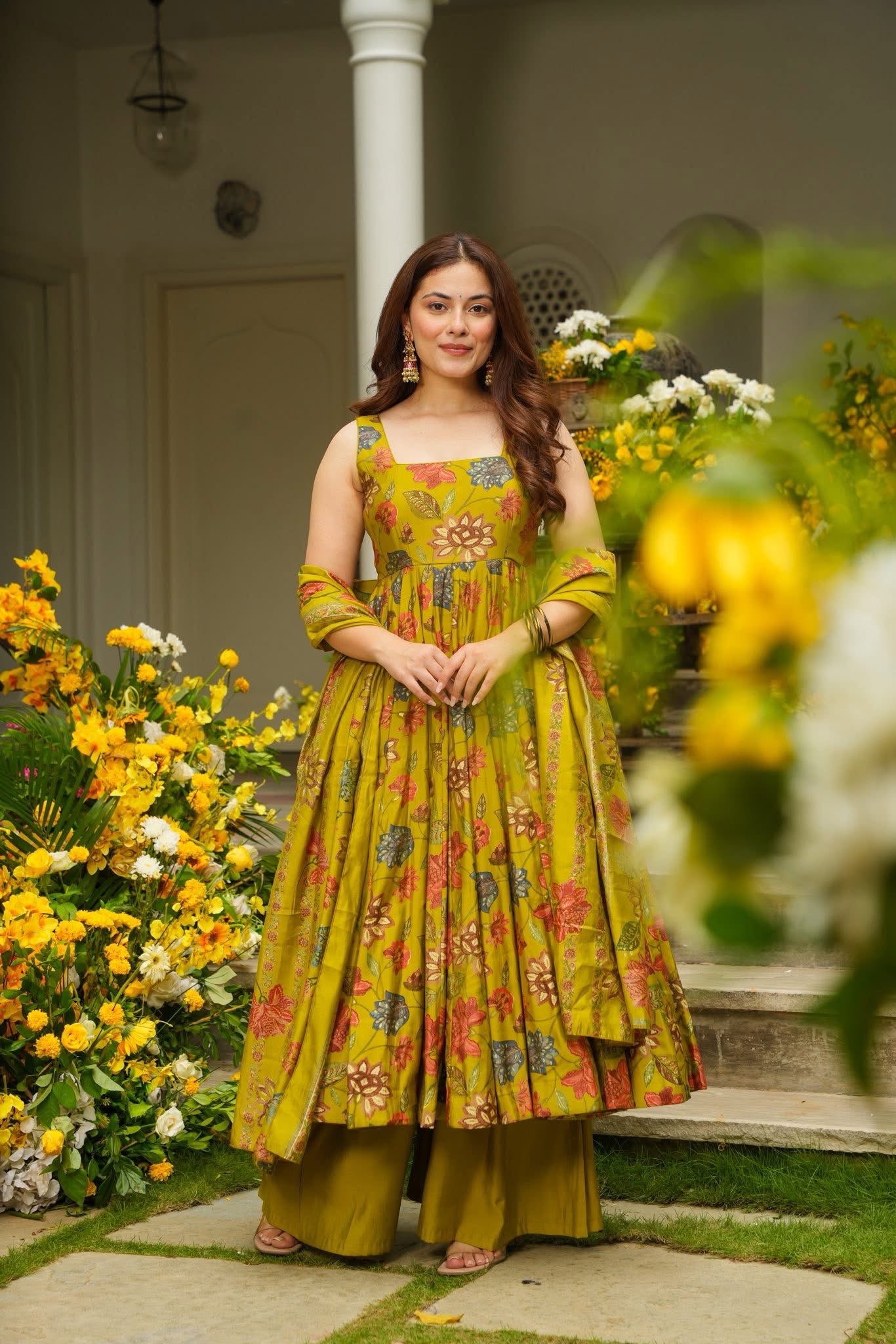 Dijon Printed Muslin Anarkali Suit Set