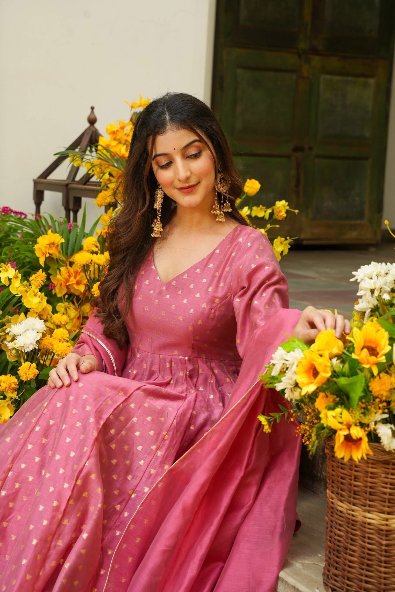 Marloween Chanderi Anarkali Suit Set