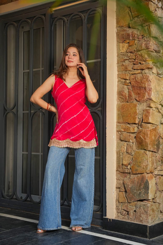 Laya Leher Sleeveless Crepe Silk Top
