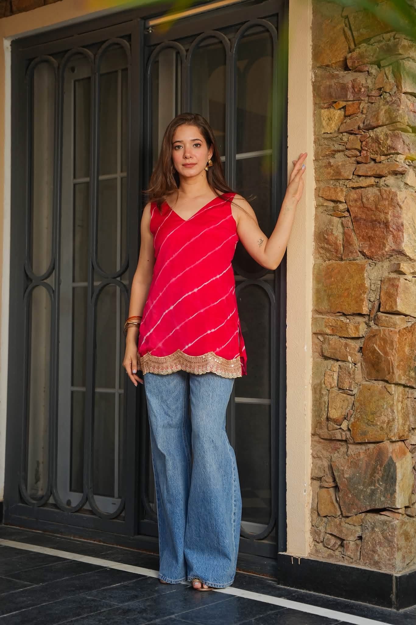Laya Leher Sleeveless Crepe Silk Top