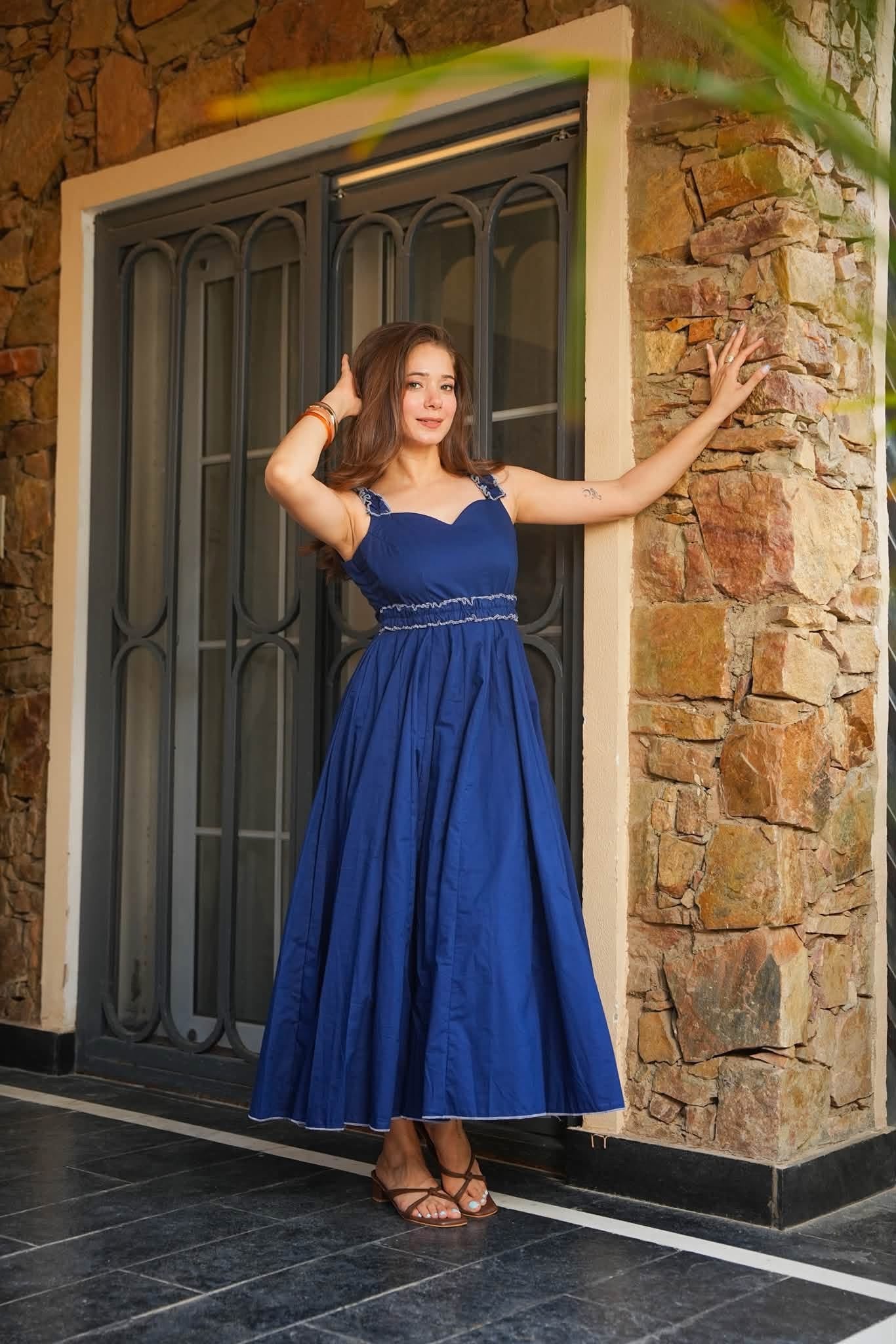 Ocean Veil Blue Cotton Dress