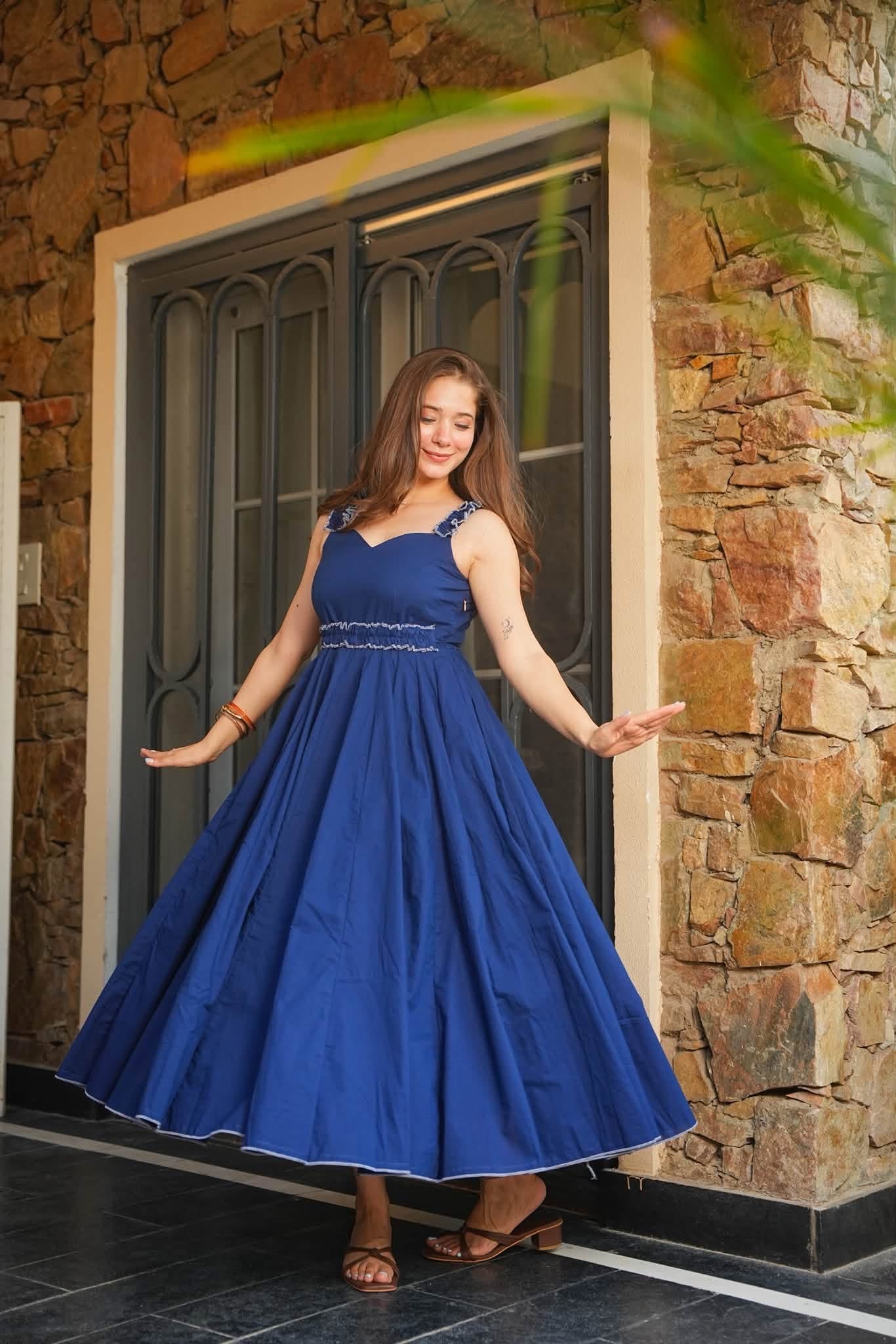 Ocean Veil Blue Cotton Dress
