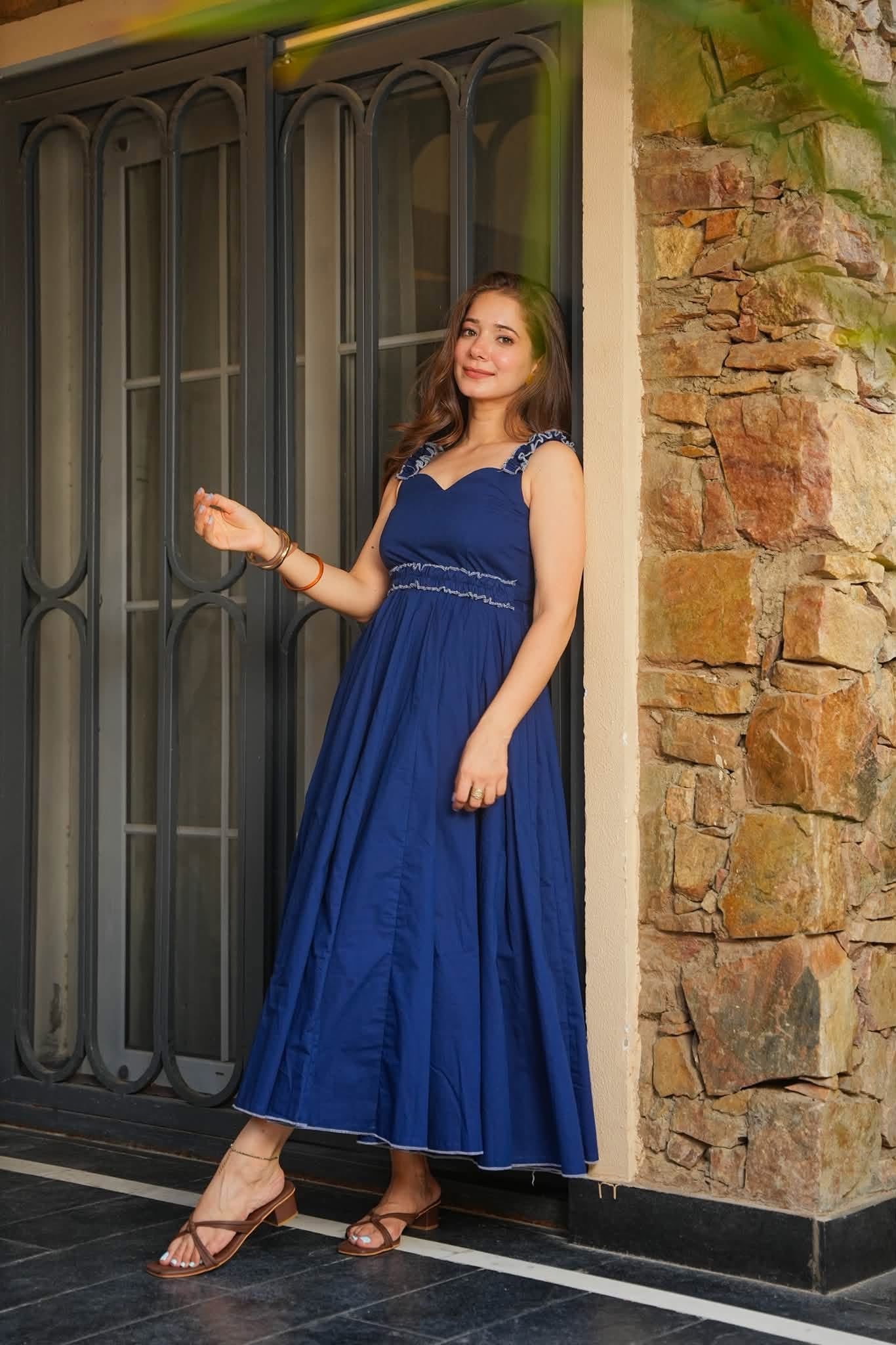 Ocean Veil Blue Cotton Dress