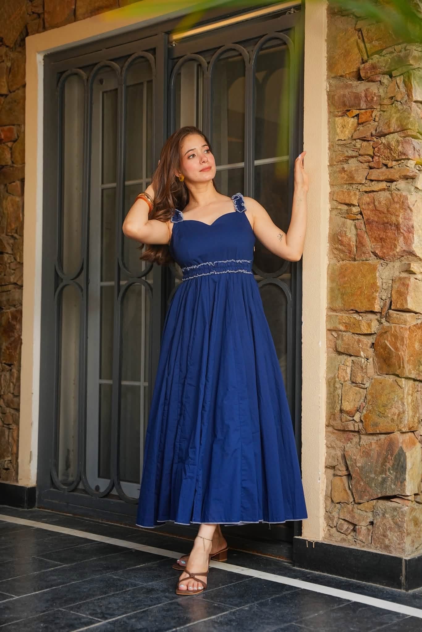 Ocean Veil Blue Cotton Dress