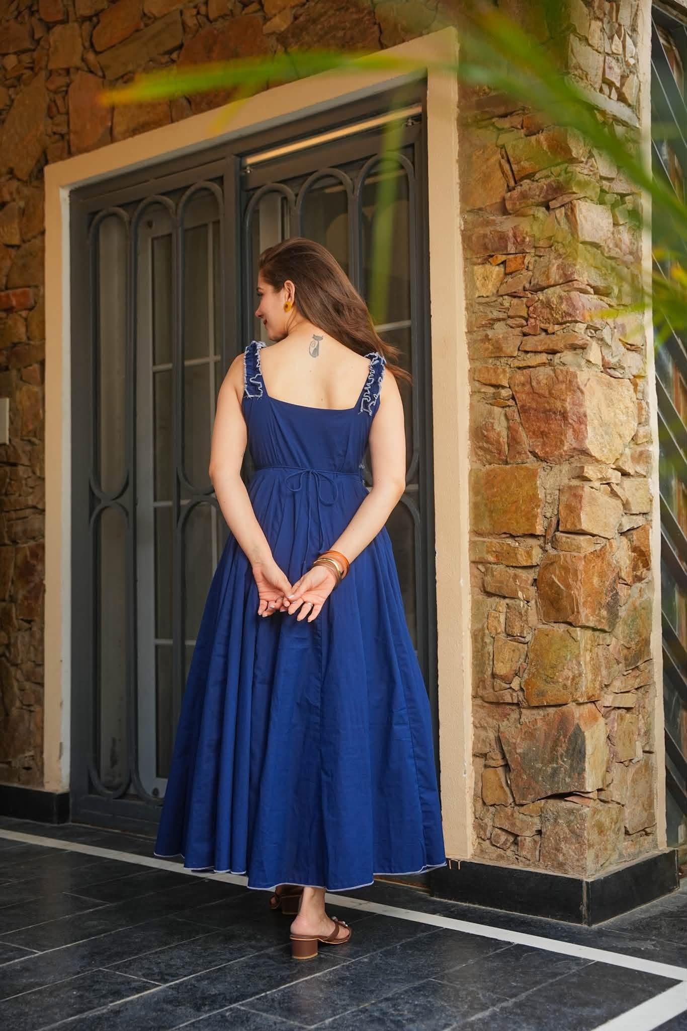 Ocean Veil Blue Cotton Dress