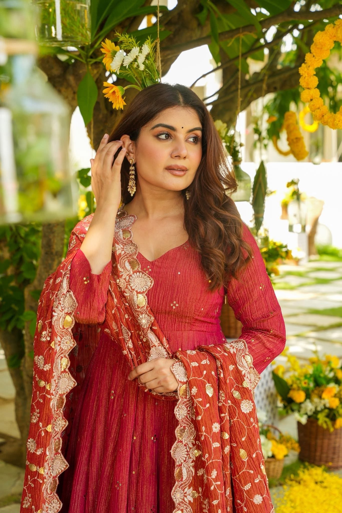 Himavya Rust Festive Anarkali Suit Set