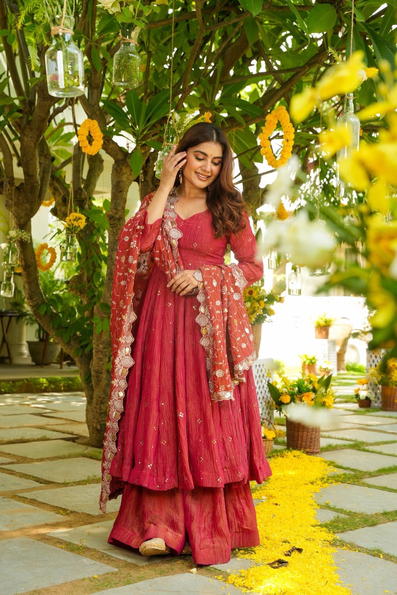 Himavya Rust Festive Anarkali Suit Set