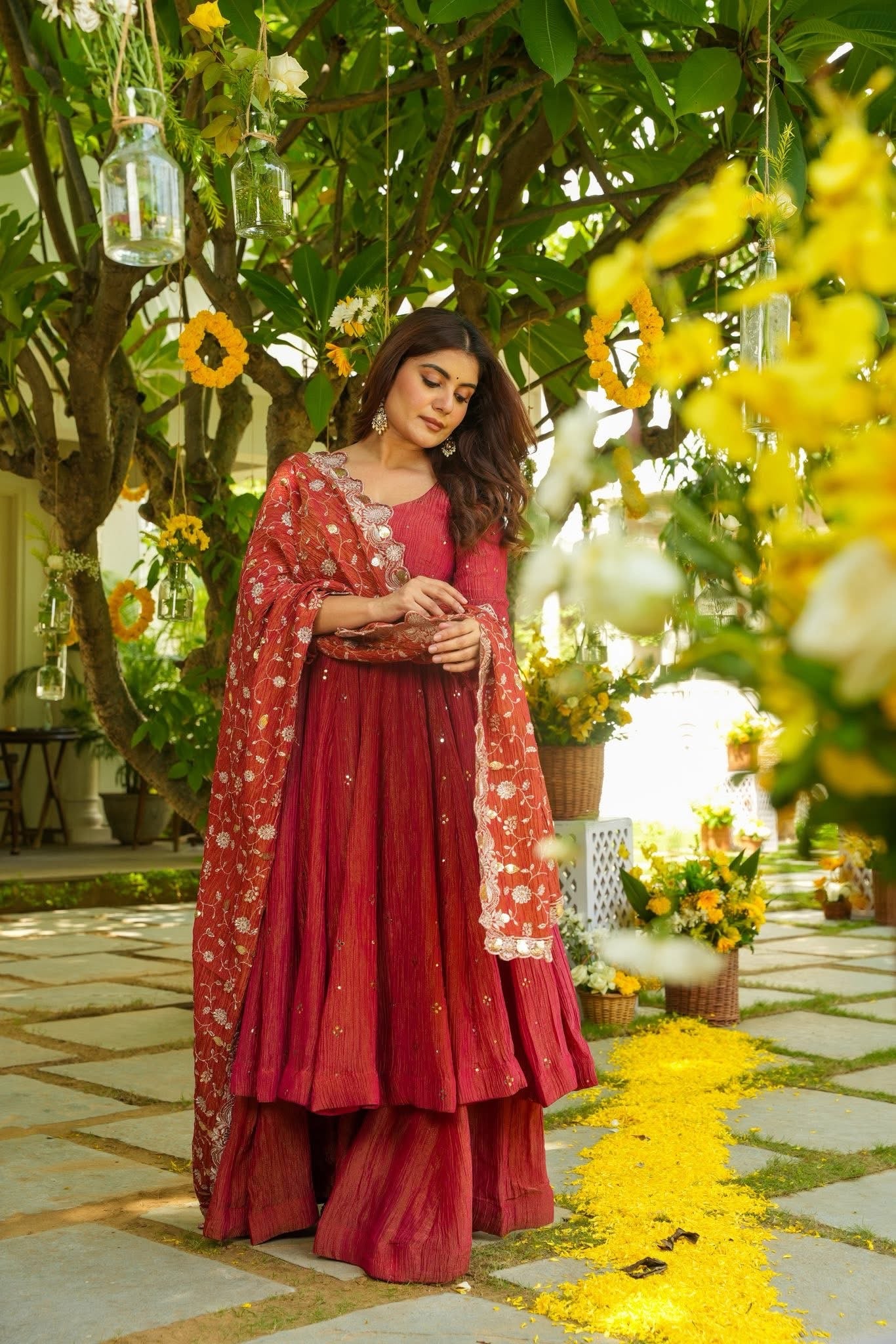 Himavya Rust Festive Anarkali Suit Set