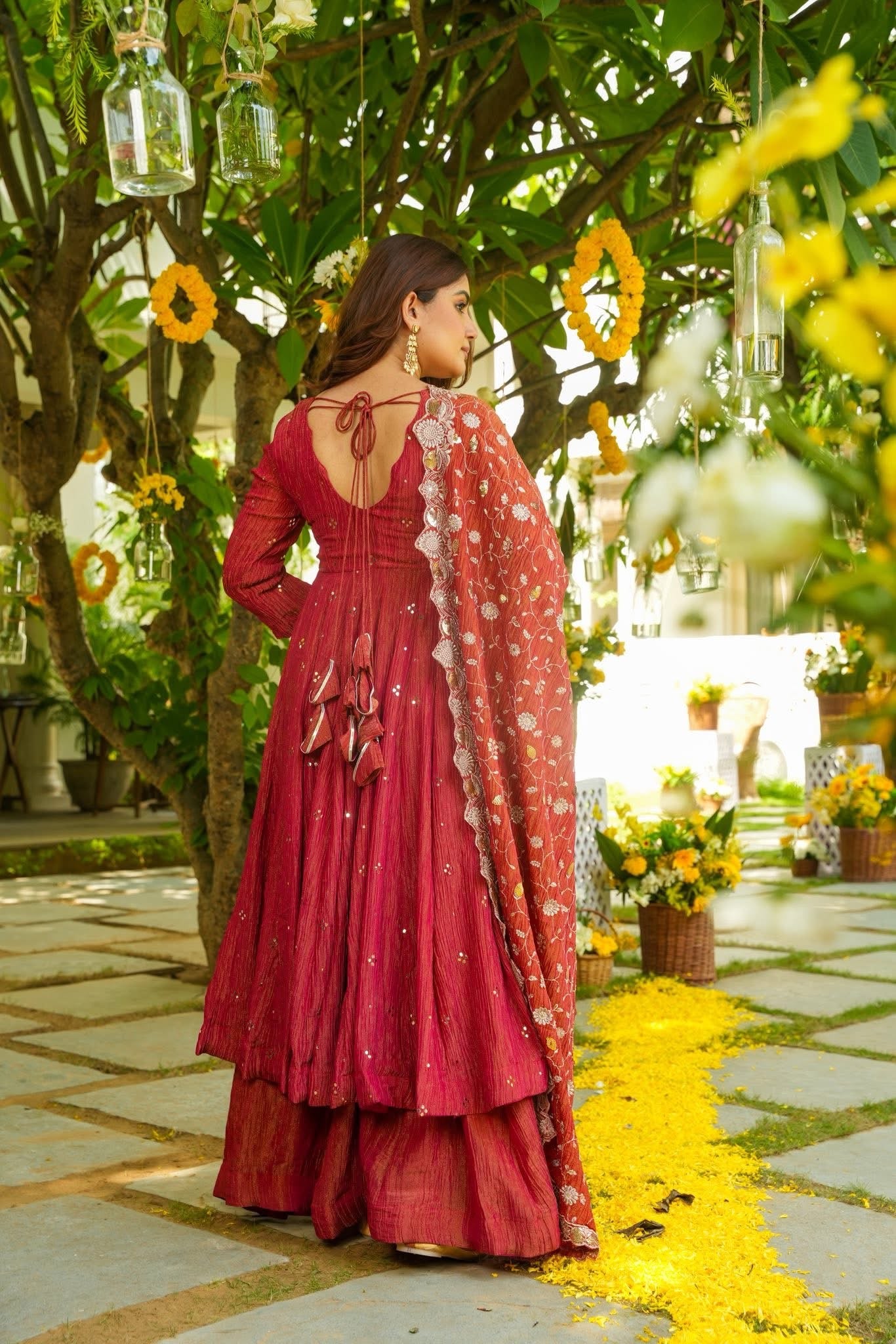 Himavya Rust Festive Anarkali Suit Set