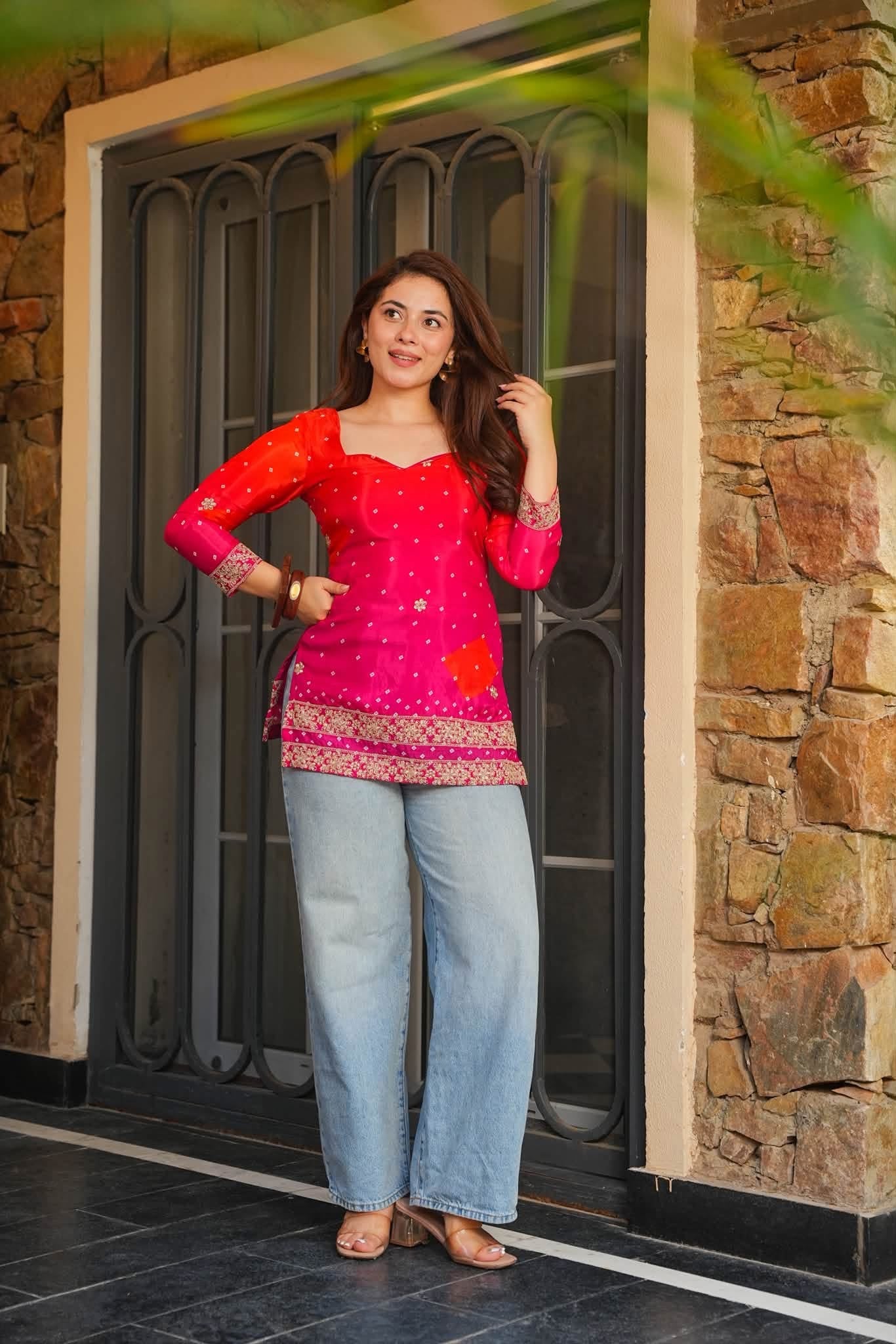 Raqs Red Crepe Silk Top