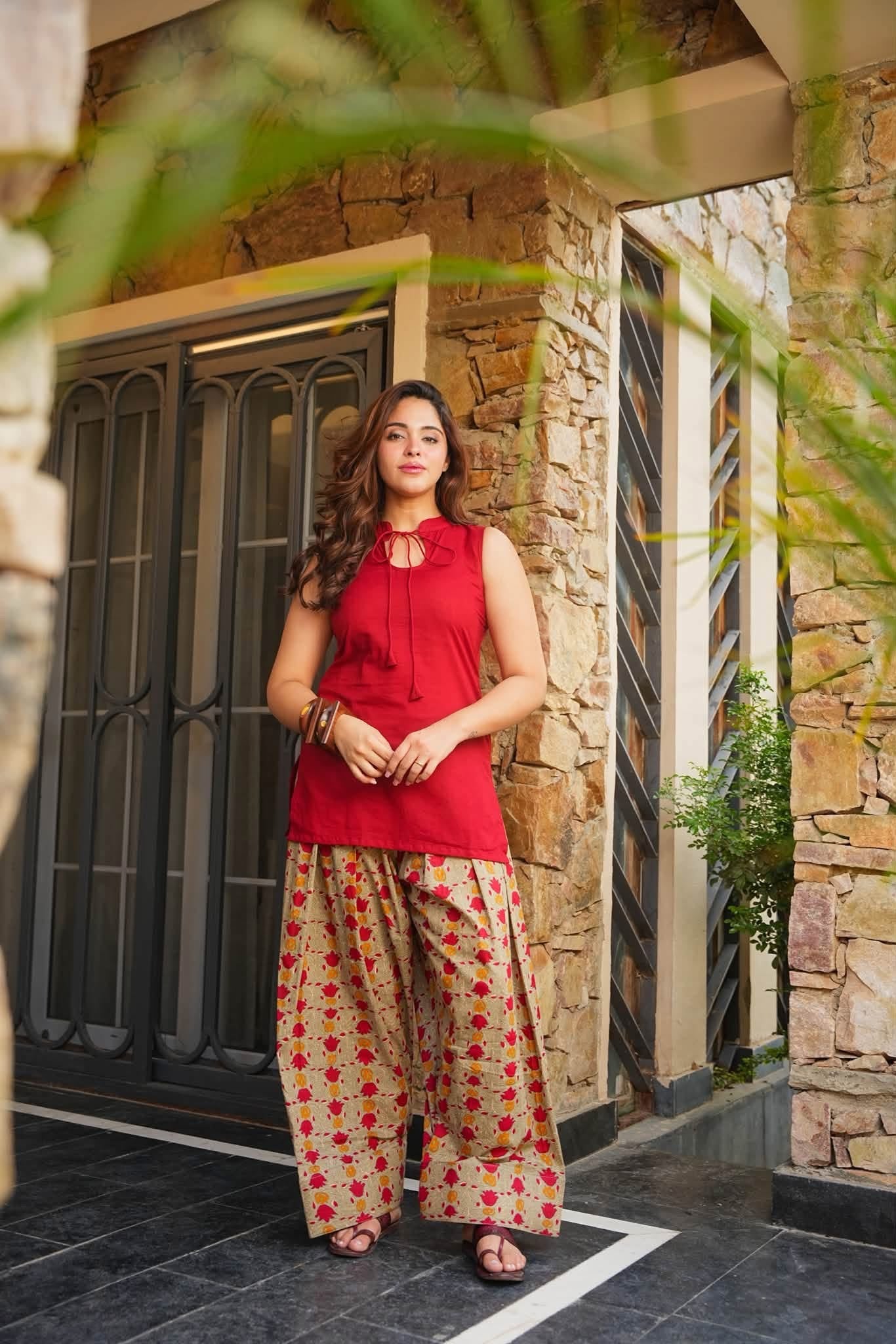 Rosheen Red Cotton Farshi Salwar Set