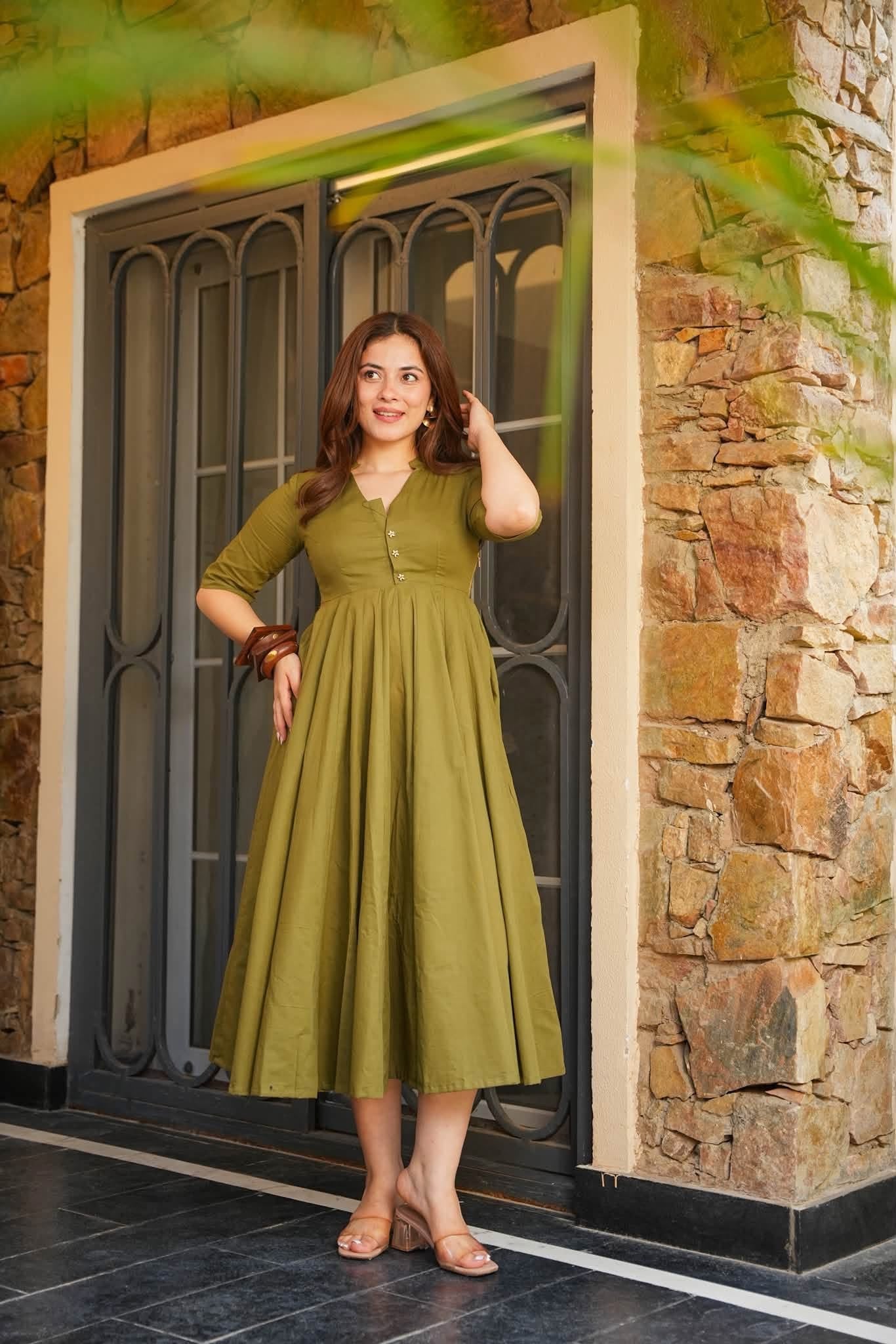 Elyra Flarred Cotton Midi Dress