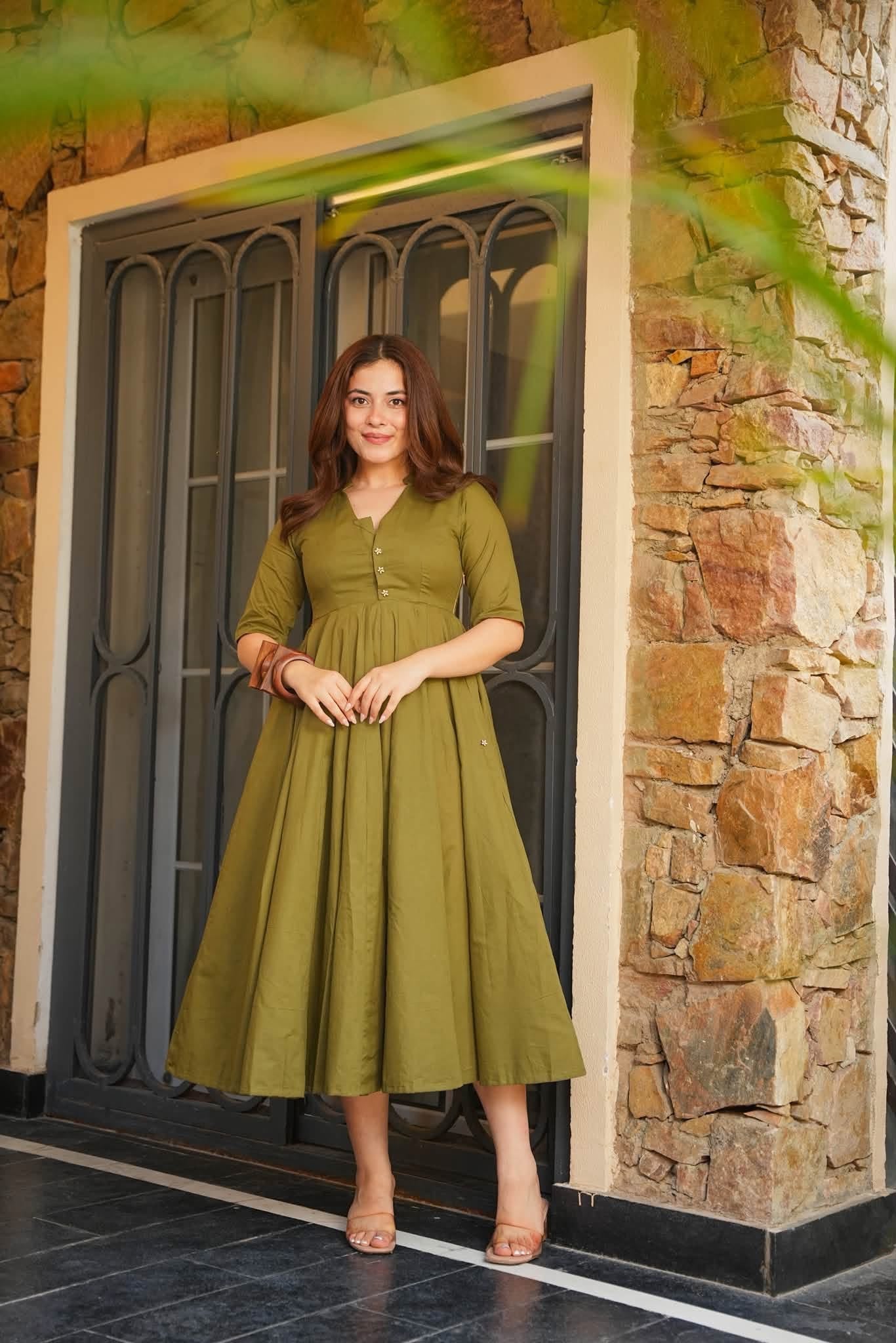 Elyra Flarred Cotton Midi Dress