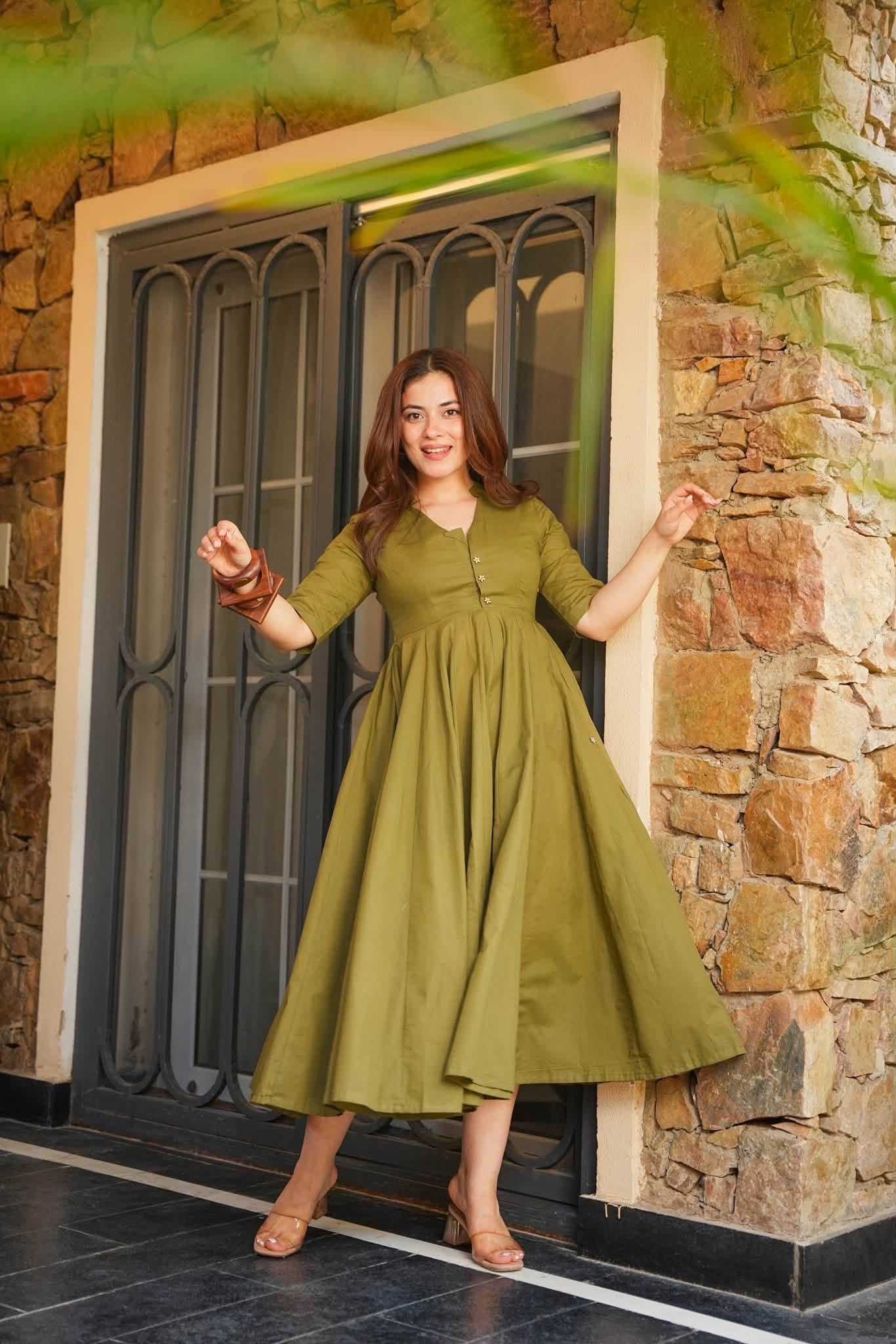 Elyra Flarred Cotton Midi Dress