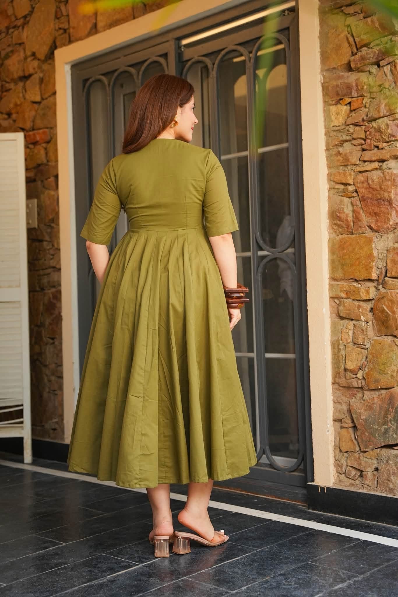Elyra Flarred Cotton Midi Dress