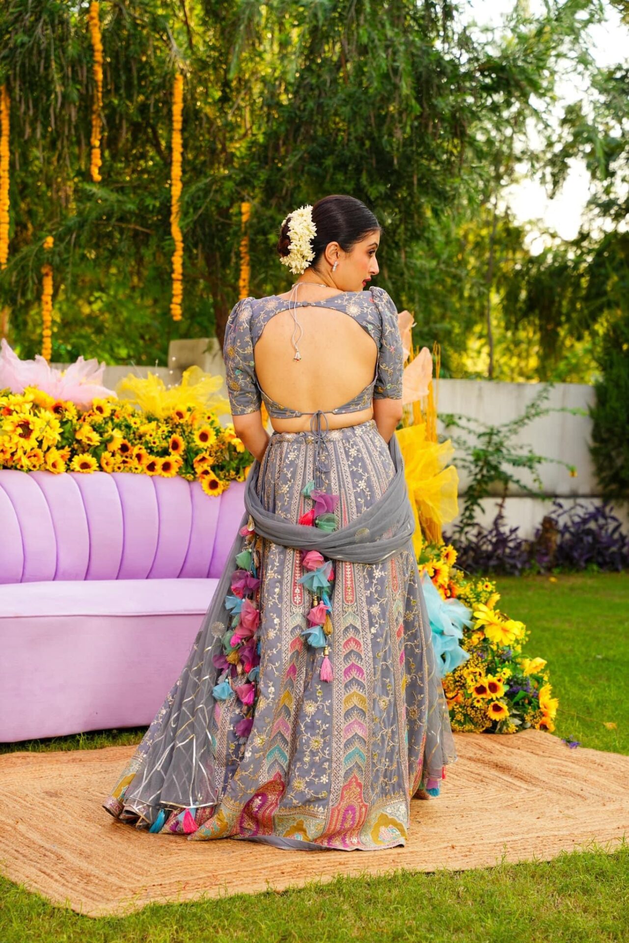 Smokey grey lehenga choli set