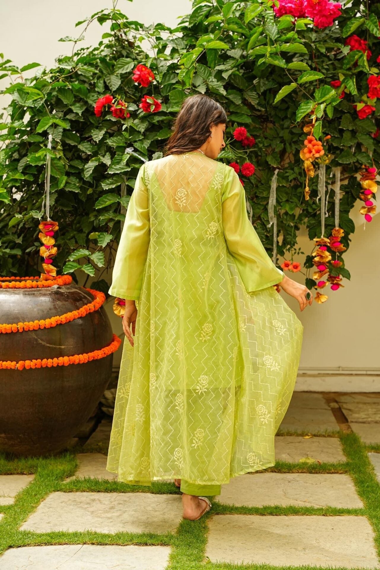 APPLE GREEN KURTA JACKET SET