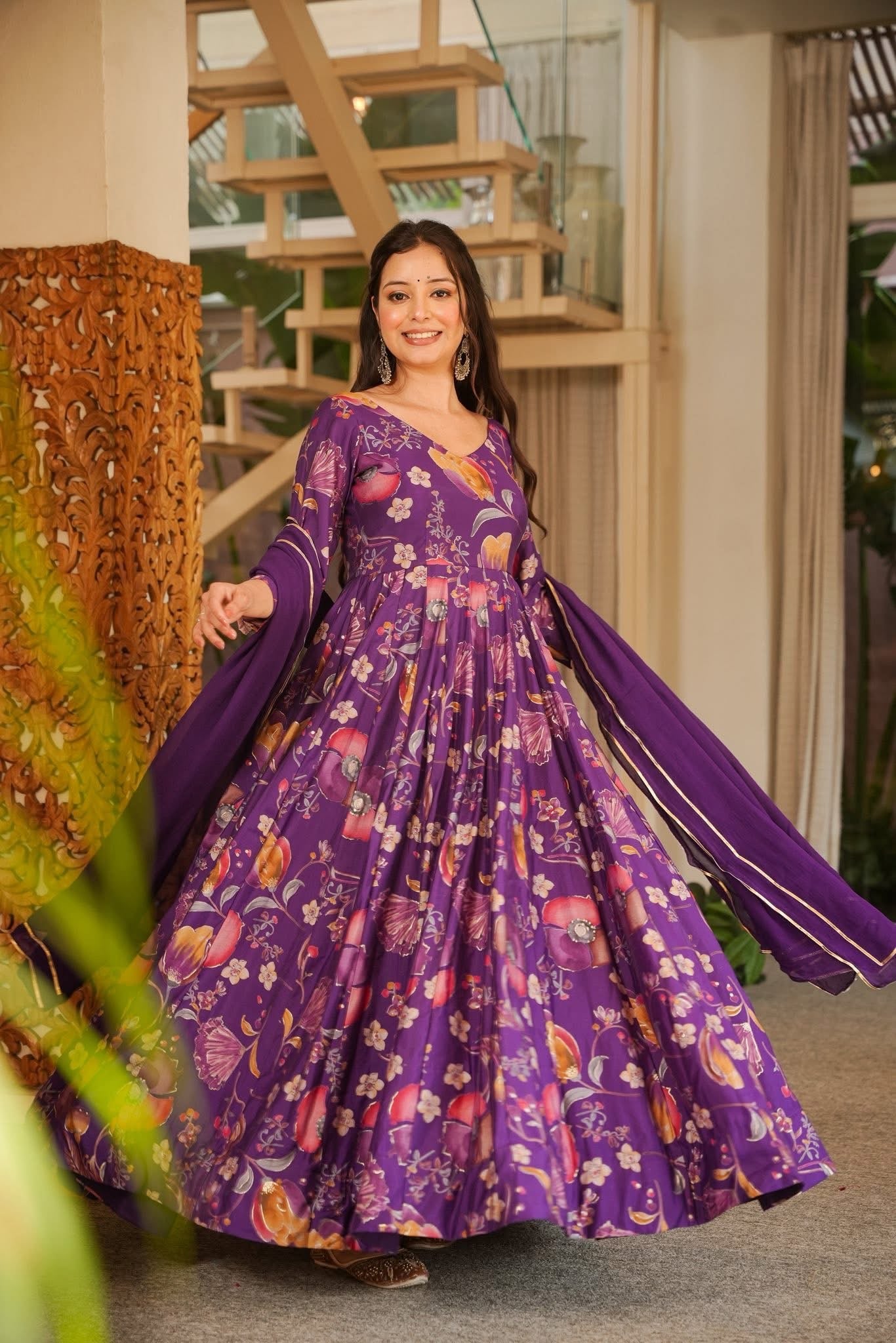 Tria Purple Muslin Maxi Set