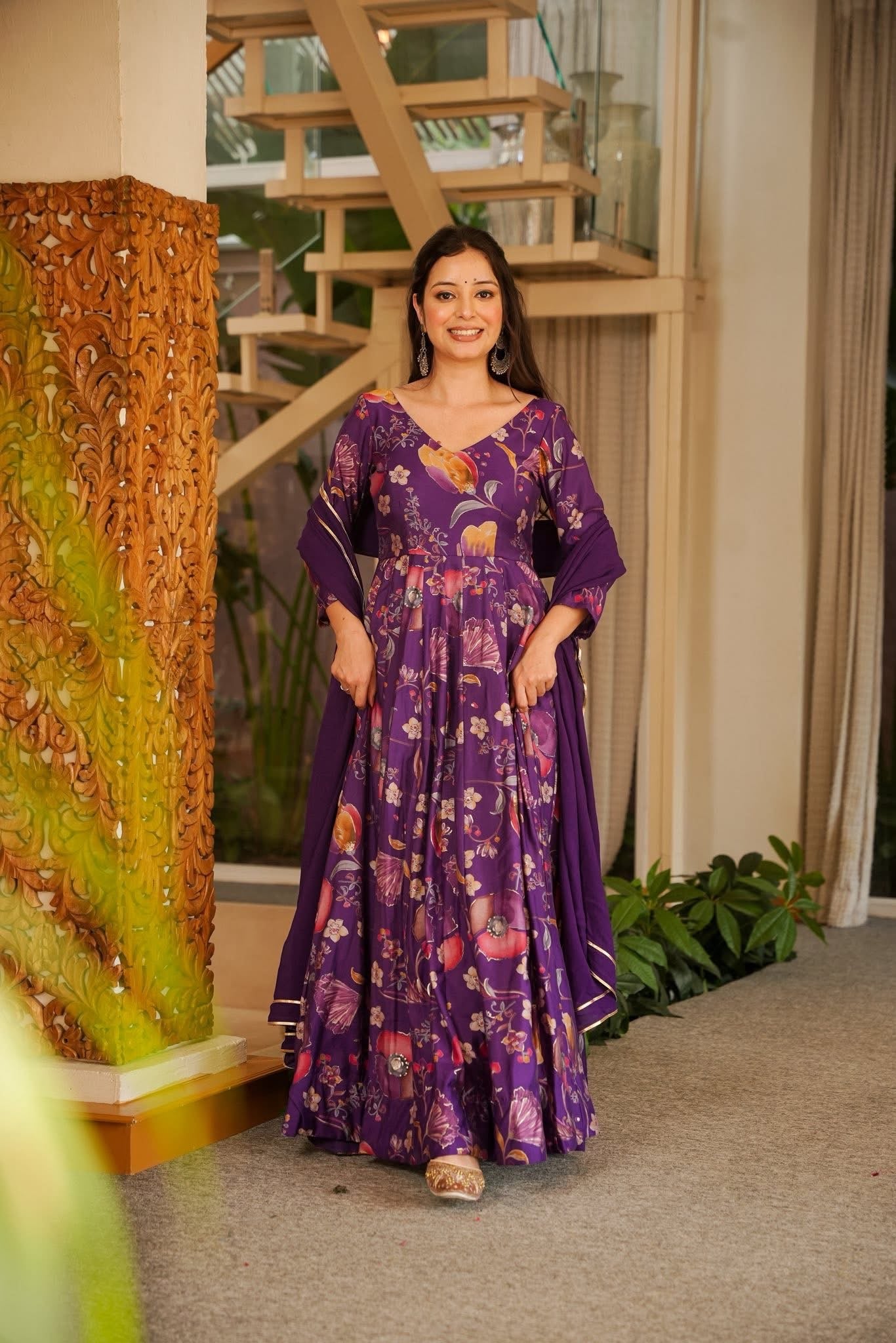 Tria Purple Muslin Maxi Set