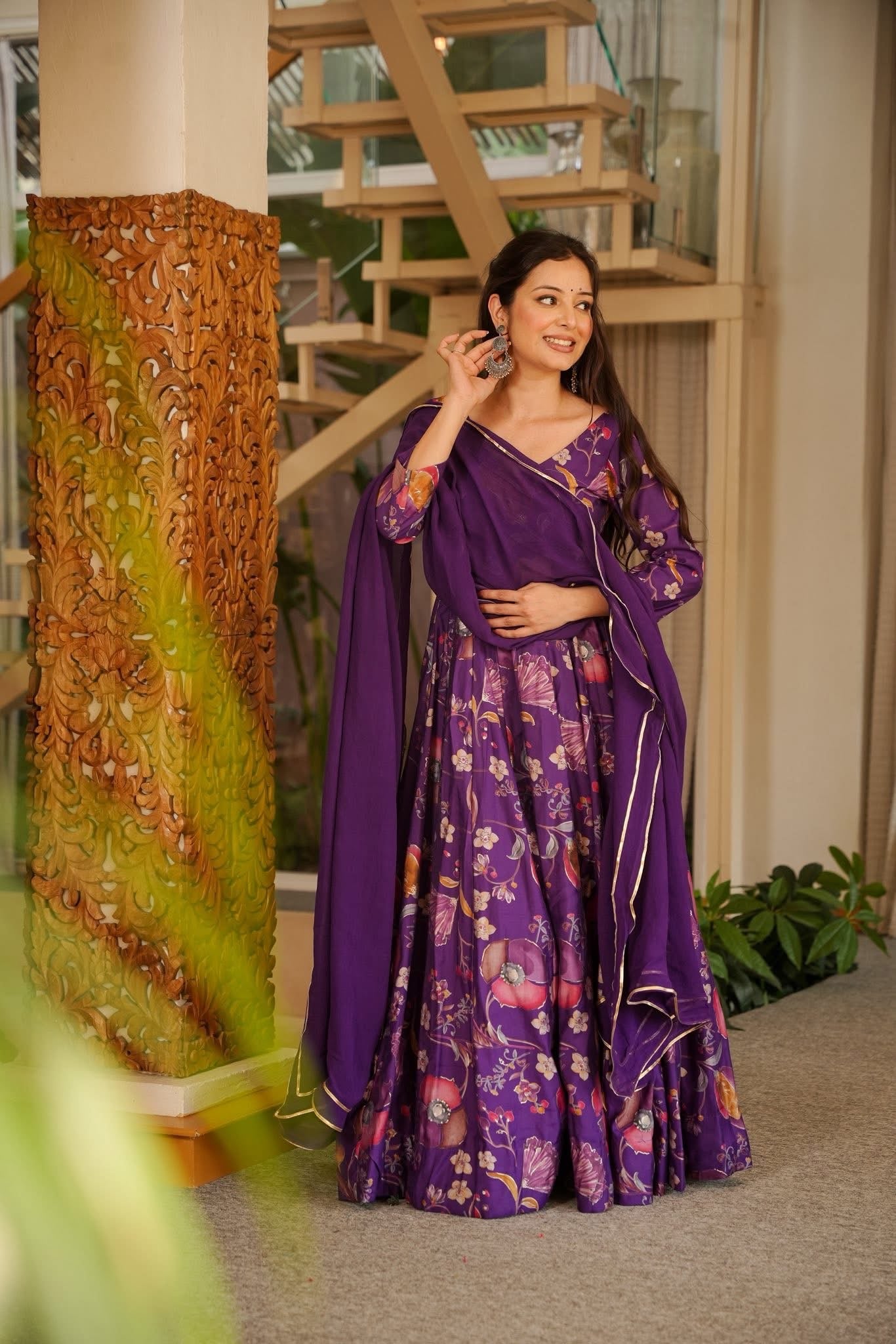 Tria Purple Muslin Maxi Set