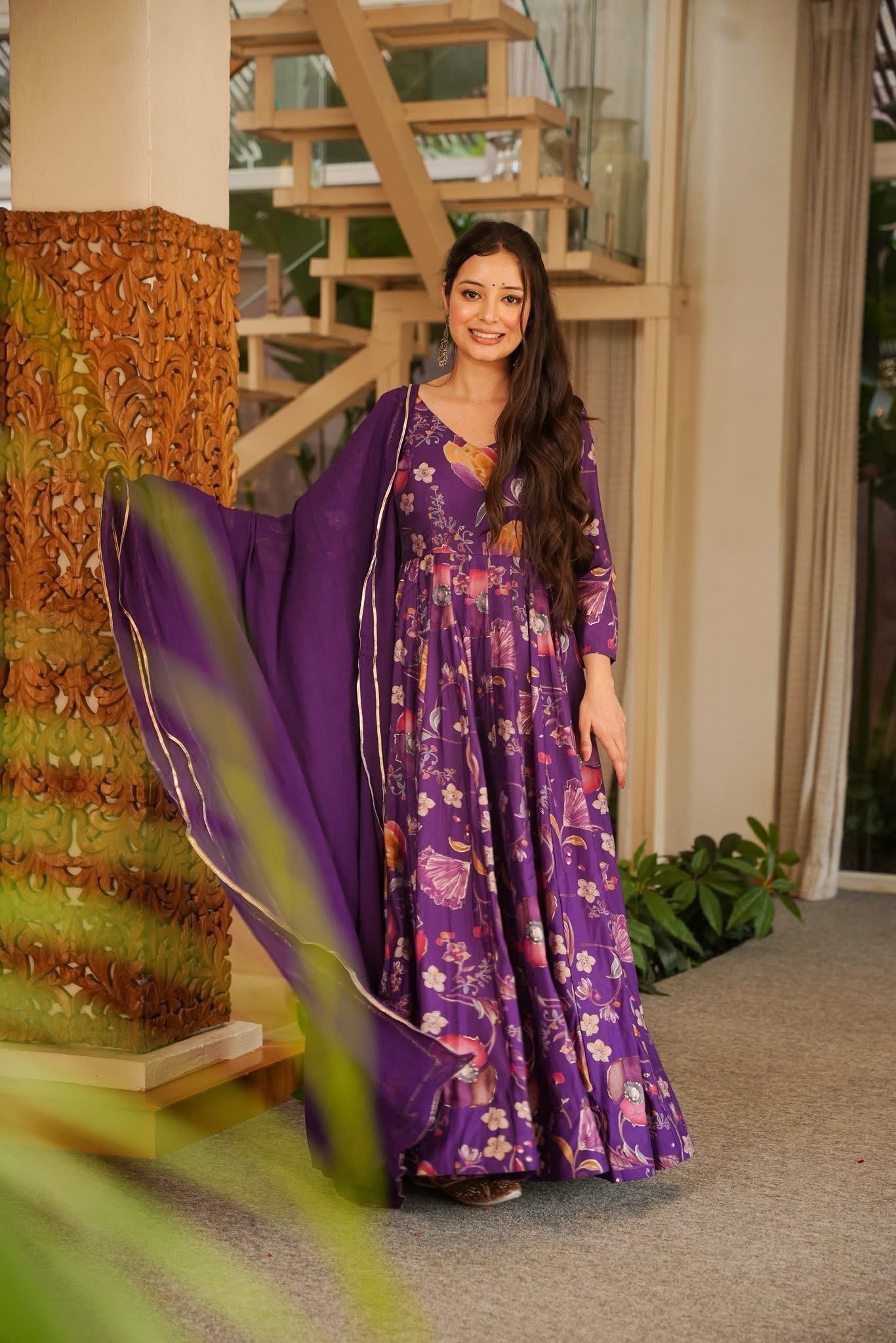 Tria Purple Muslin Maxi Set