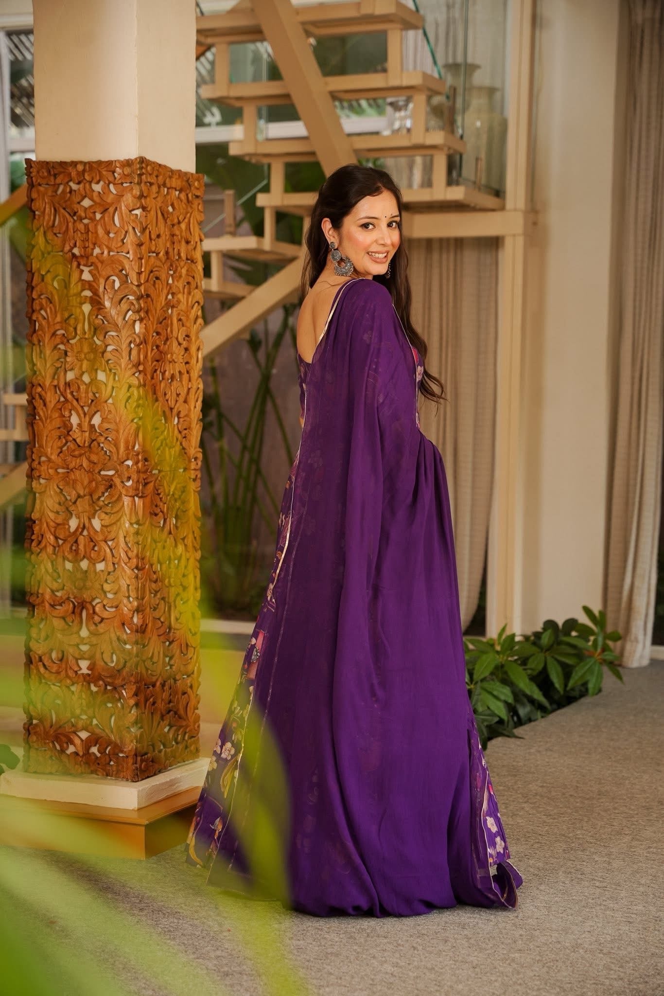 Tria Purple Muslin Maxi Set