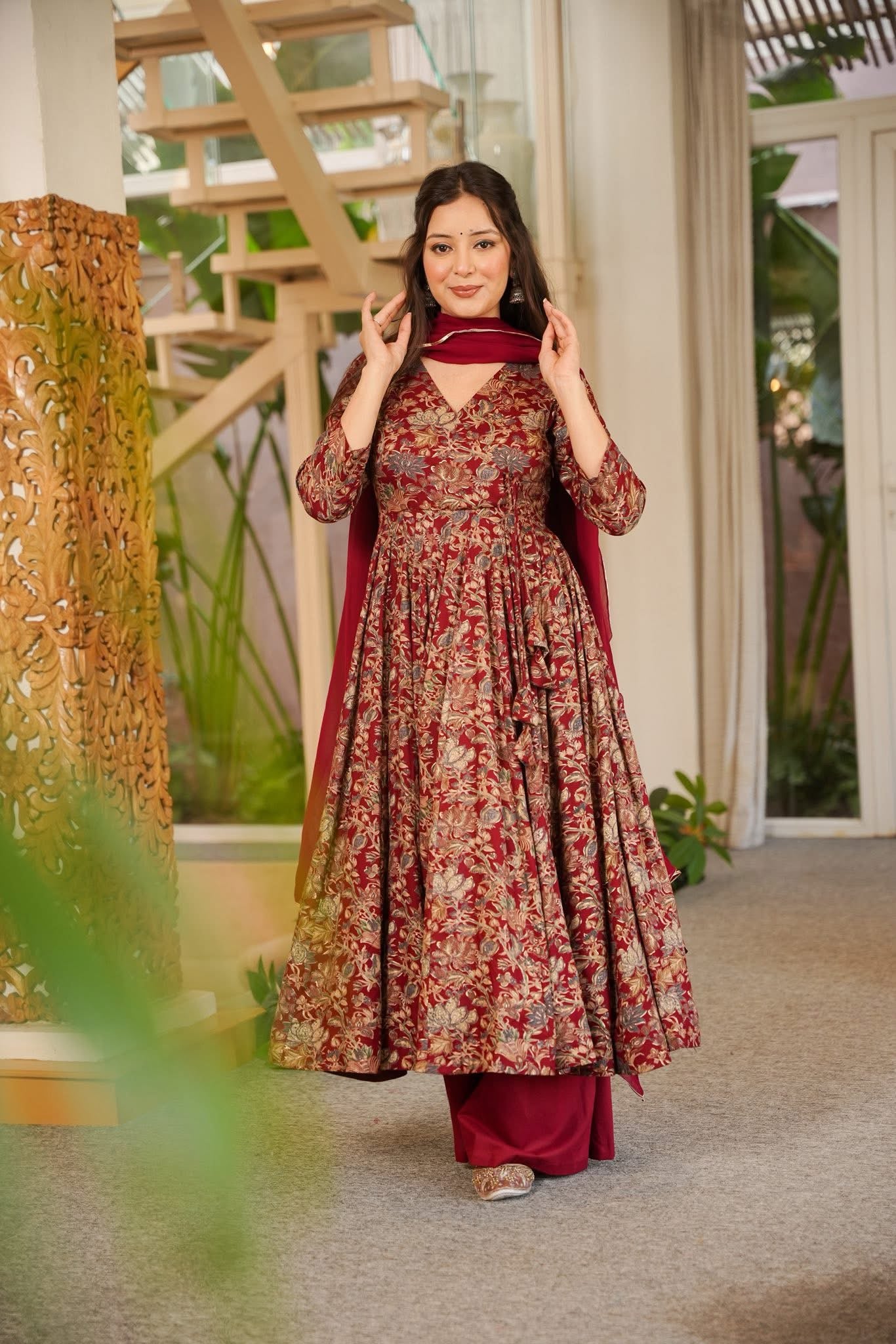 Neysaa Maroon Rayon Suit Set