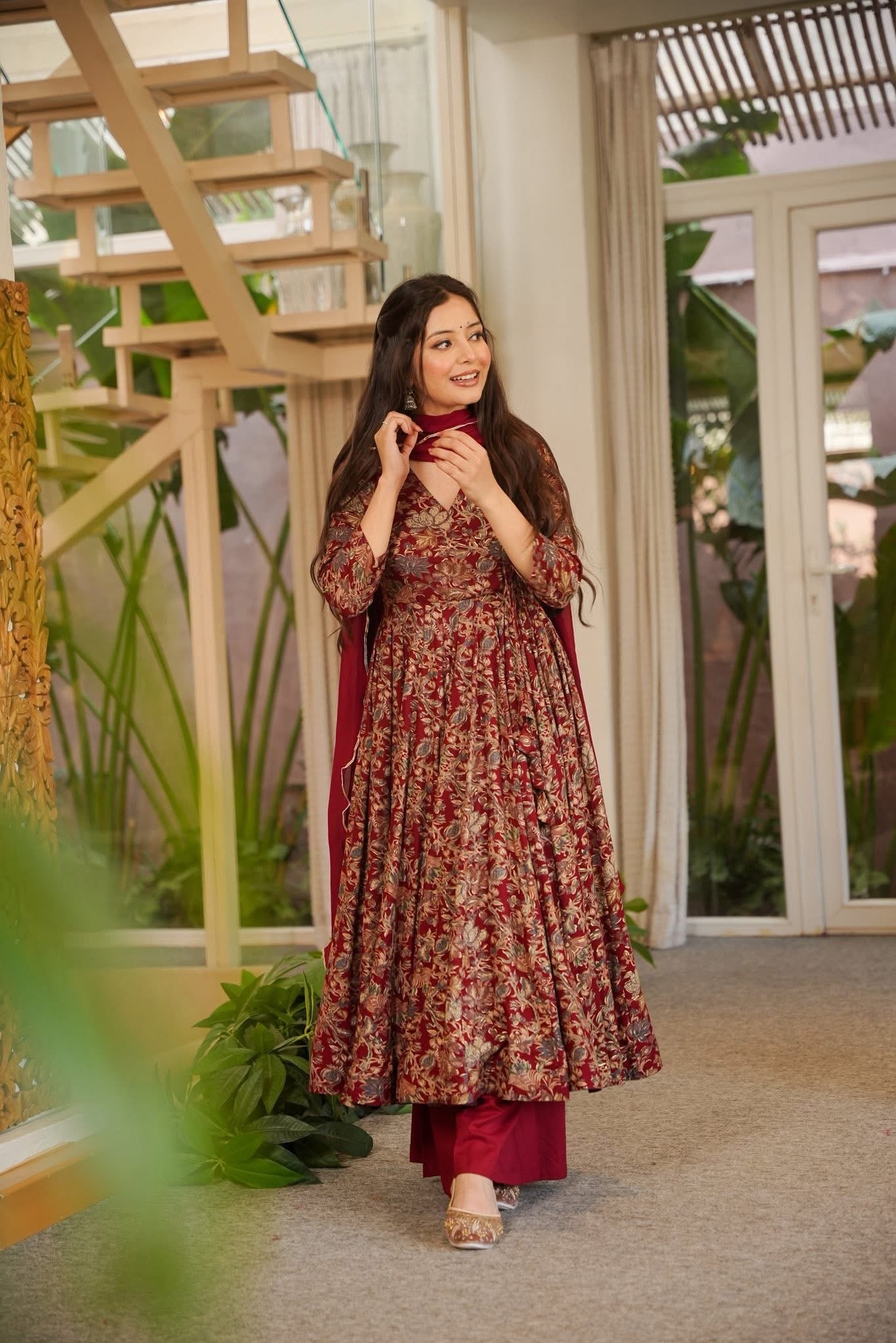 Neysaa Maroon Rayon Suit Set