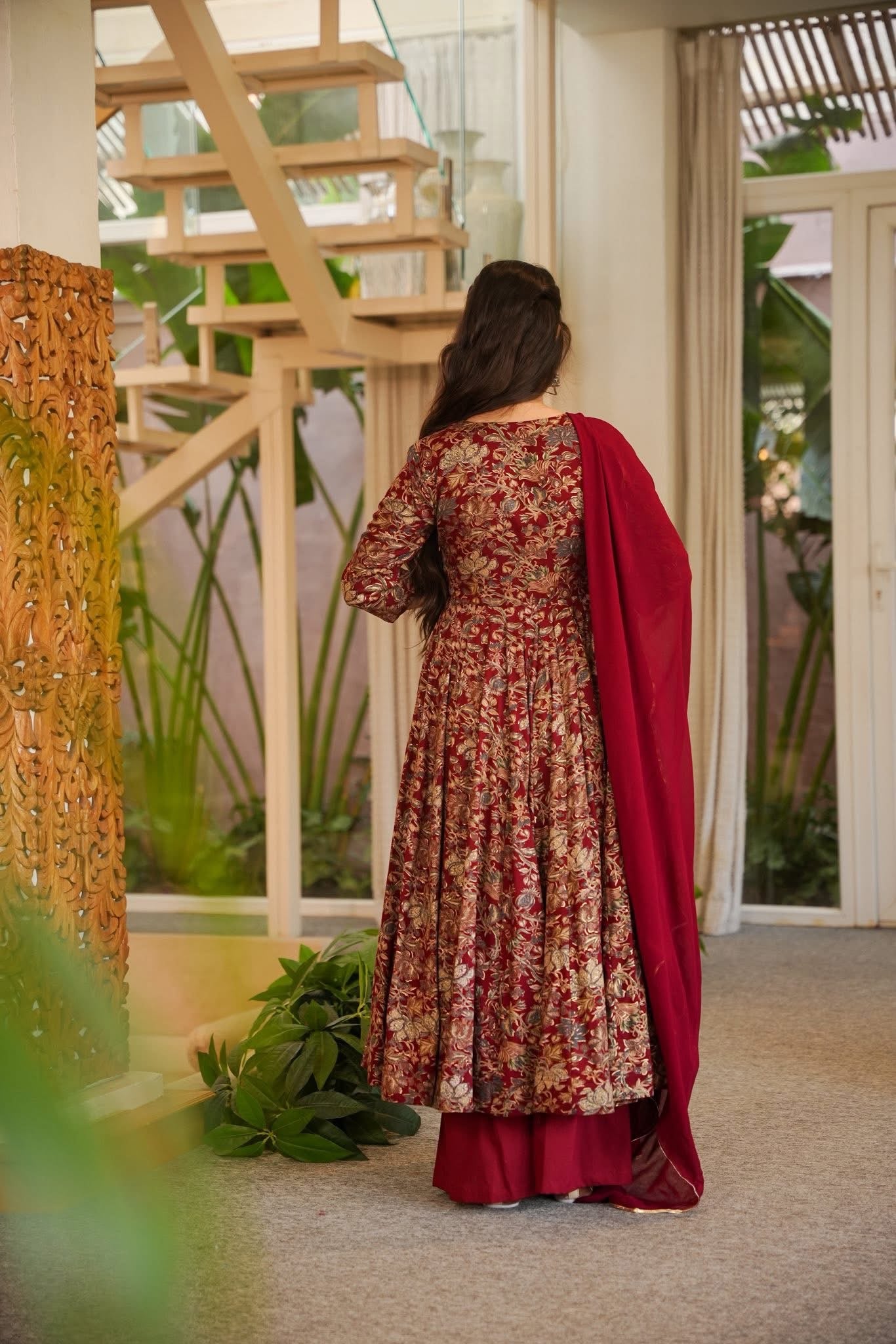 Neysaa Maroon Rayon Suit Set