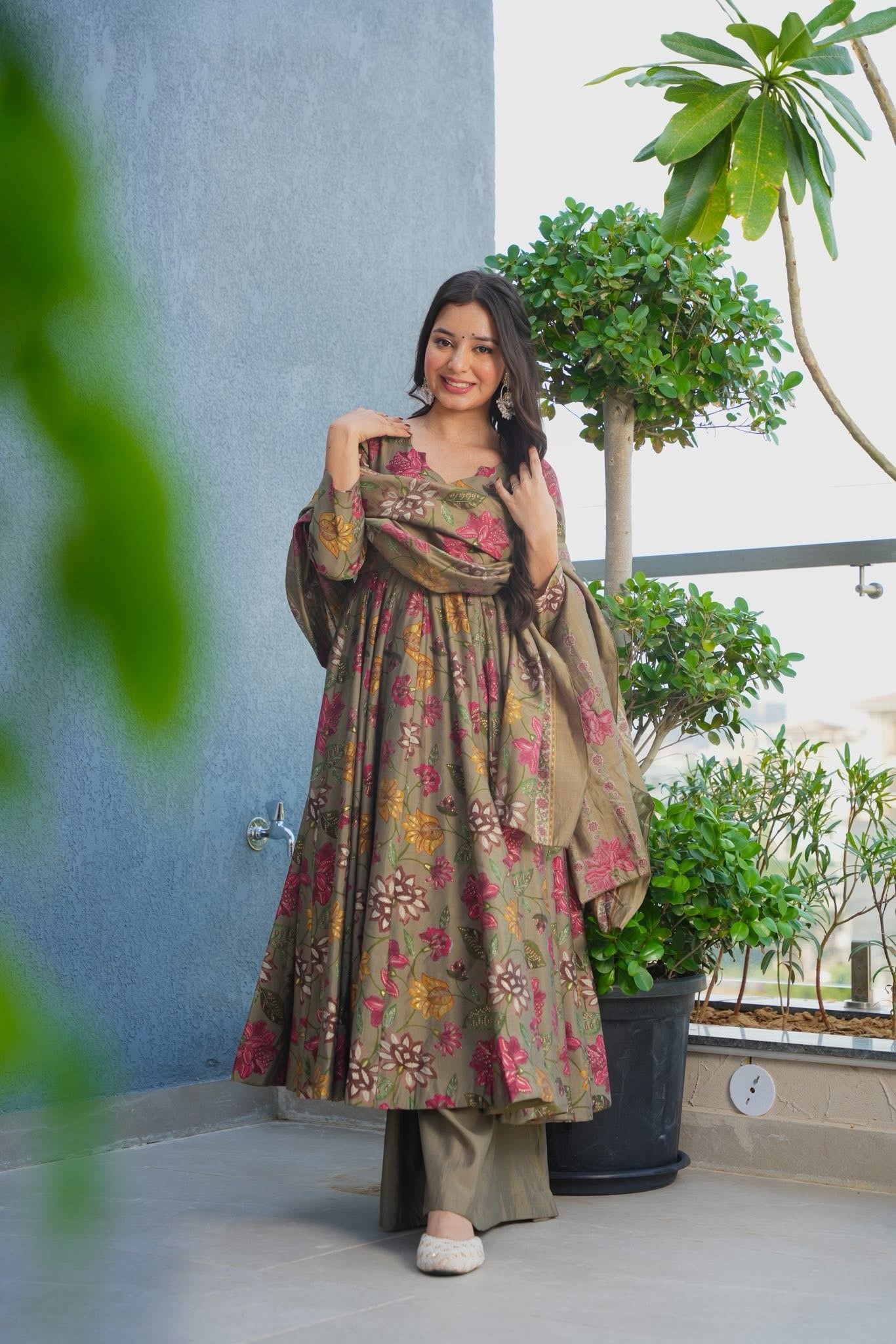 Gentle Gem Muslin Anarkali Suit Set